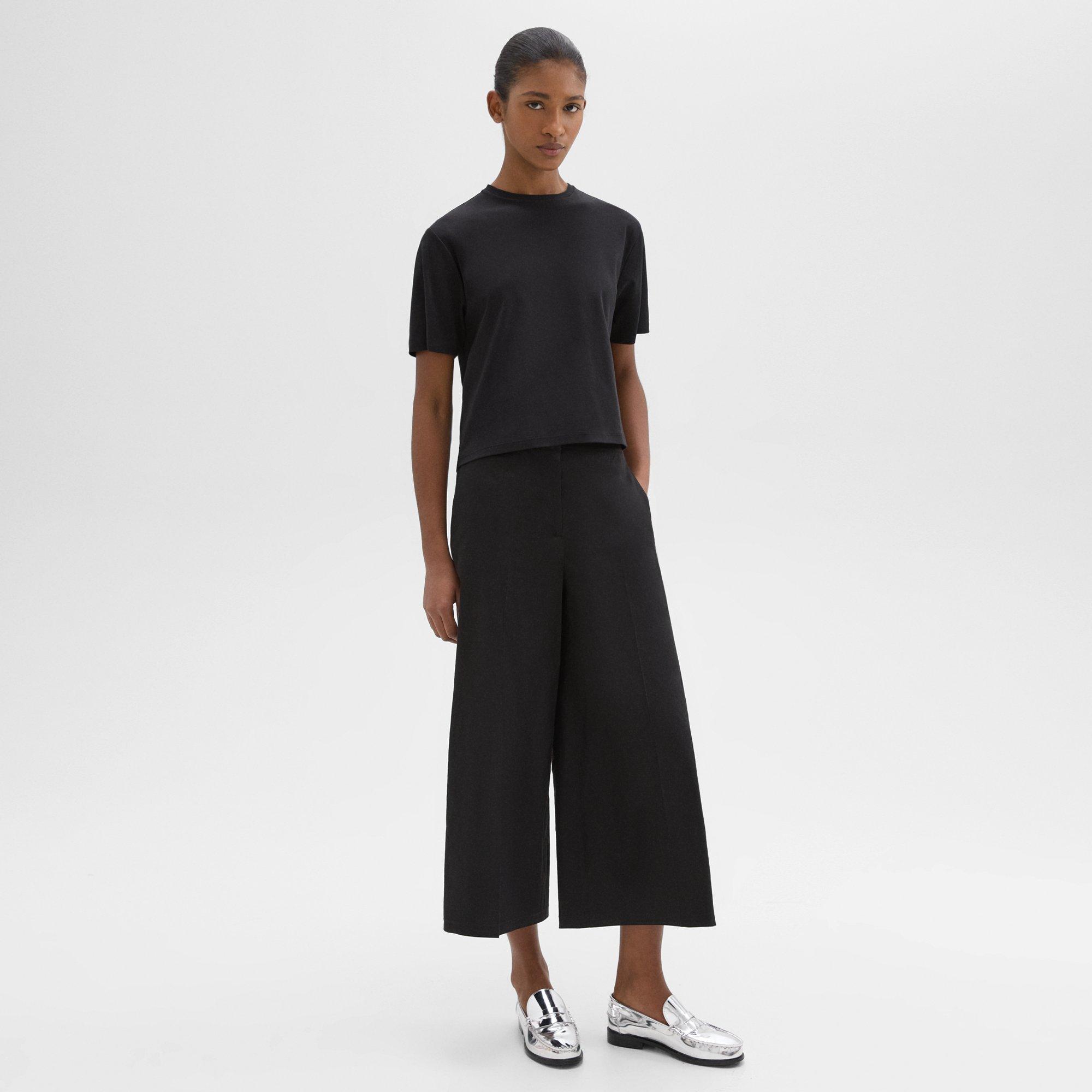 Theory Low Rise Wide Leg Linen Pants