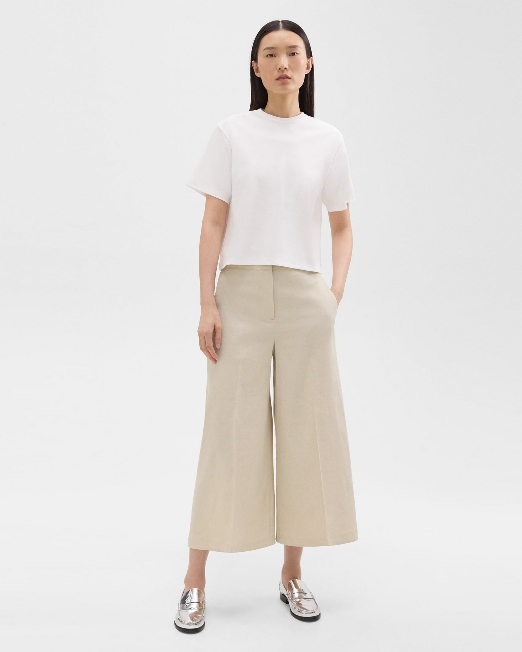 Cropped Wide-Leg Pant in Good Linen