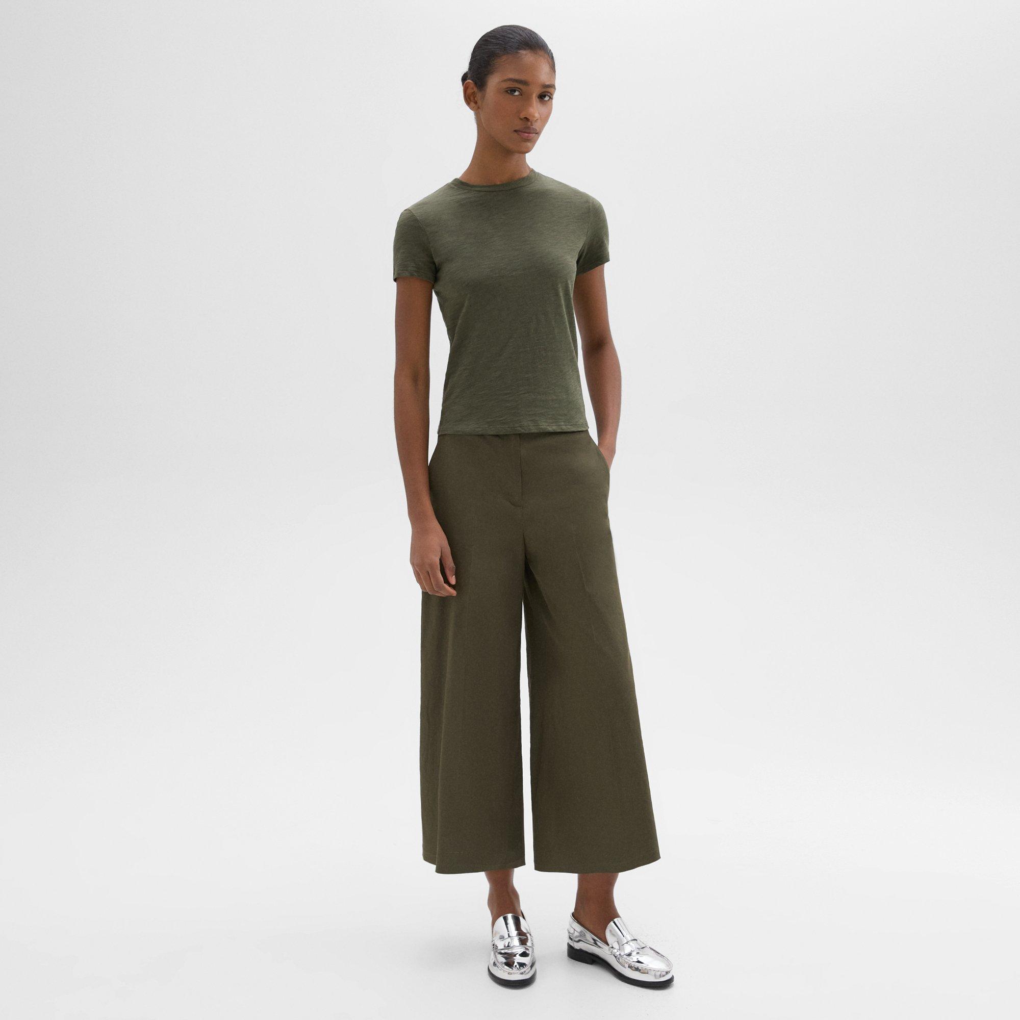 Theory Low Rise Wide Leg Linen Pants