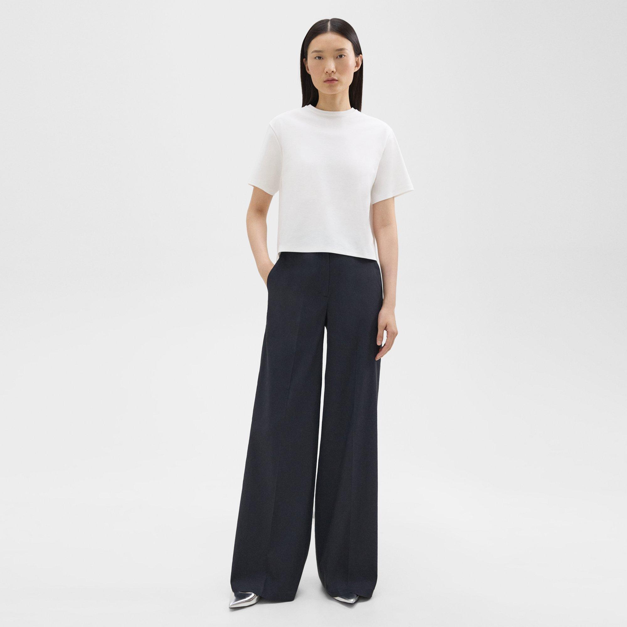 띠어리 Theory High-Waist Wide-Leg Pant in Good Linen,CONCORD