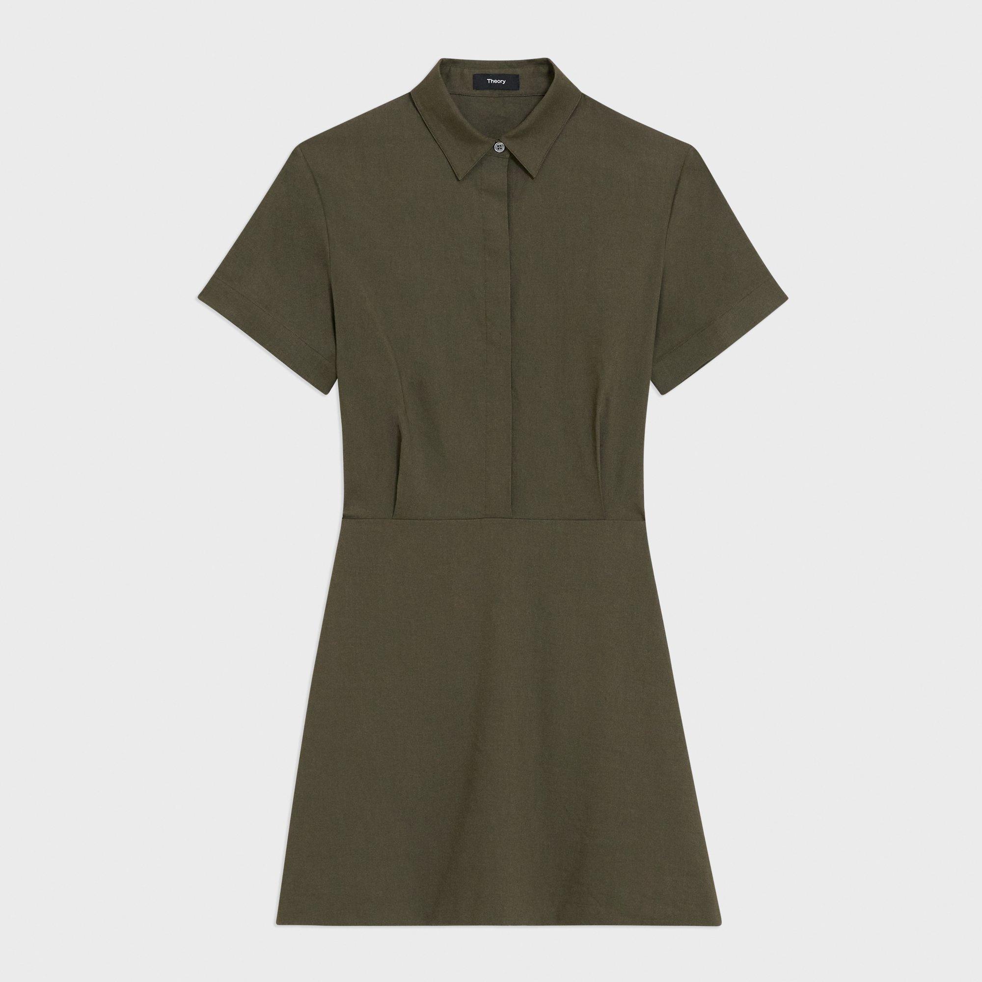 Short-Sleeve A-Line Dress in Good Linen