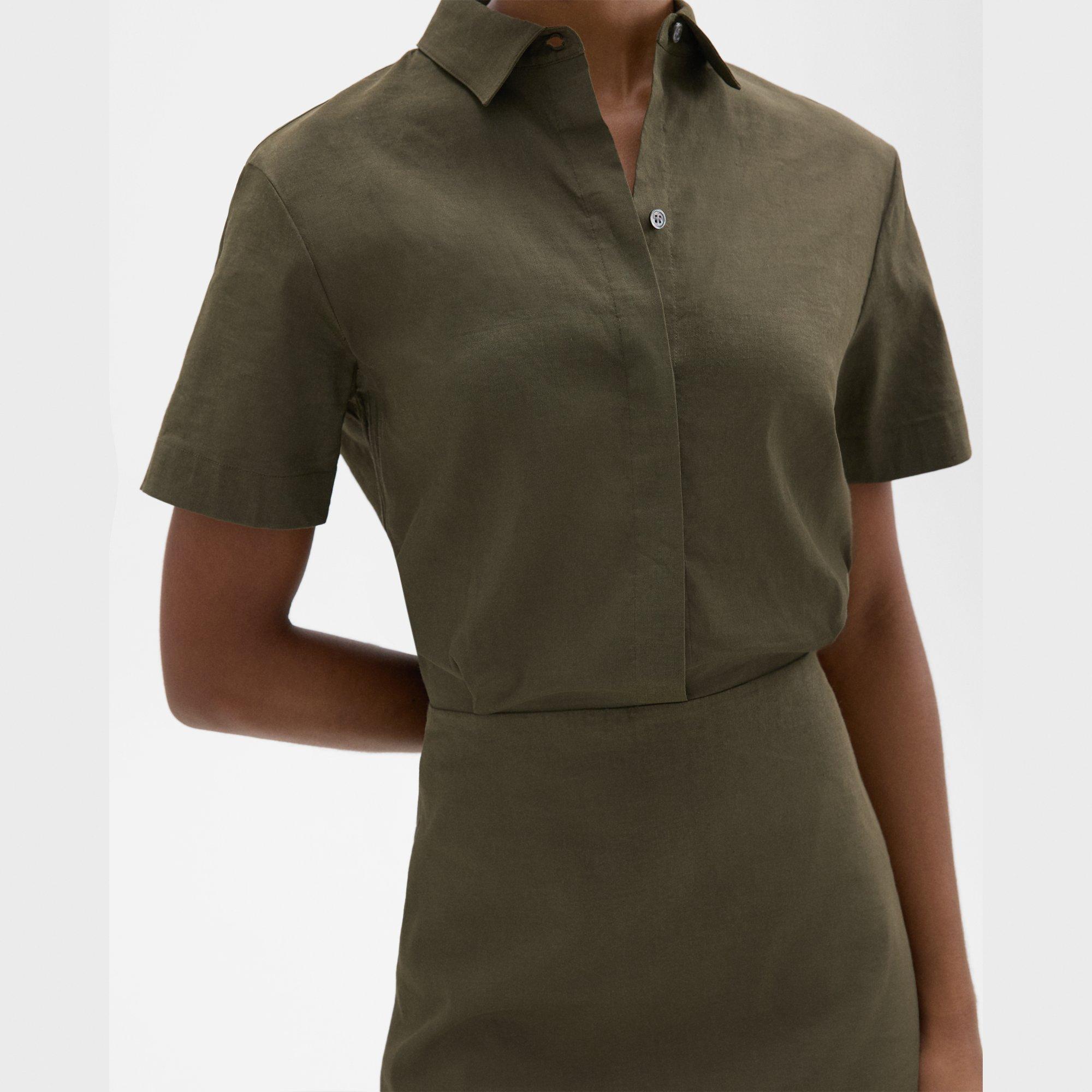 Short-Sleeve A-Line Dress in Good Linen