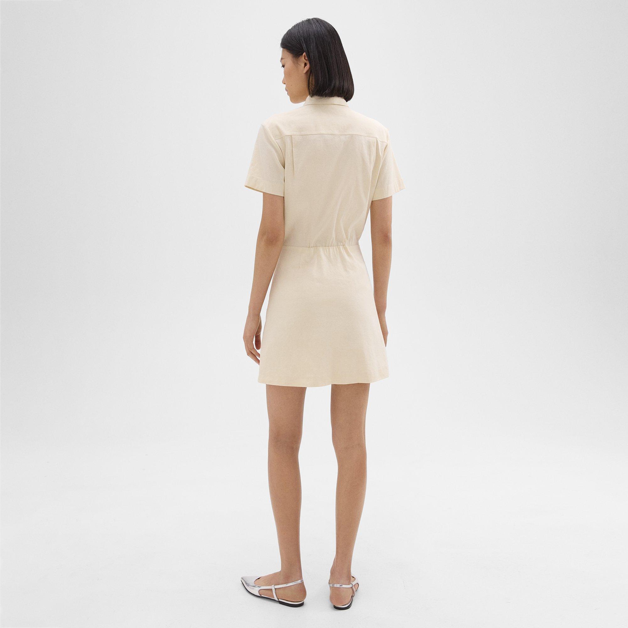 Short-Sleeve A-Line Dress in Good Linen