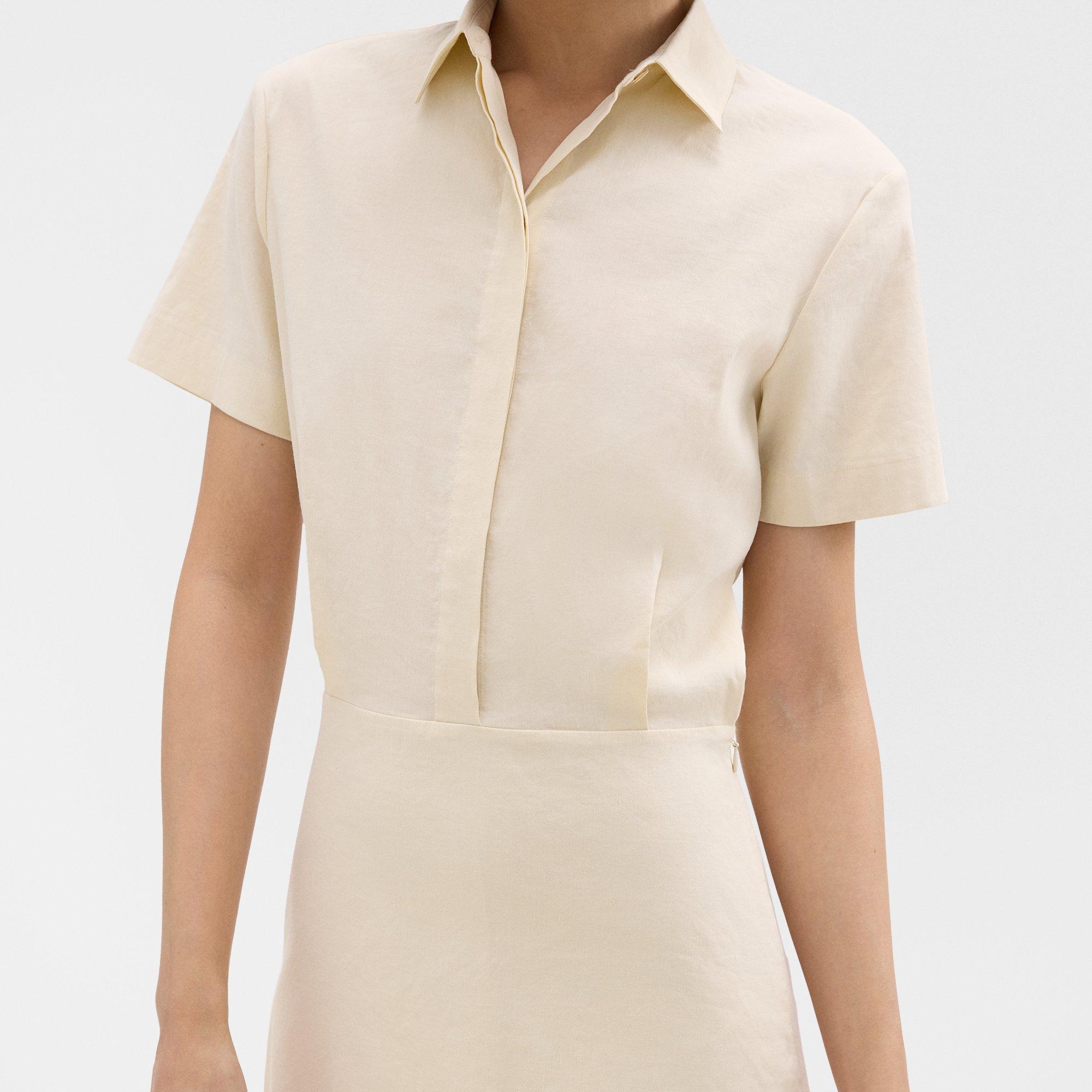 Short-Sleeve A-Line Dress in Good Linen