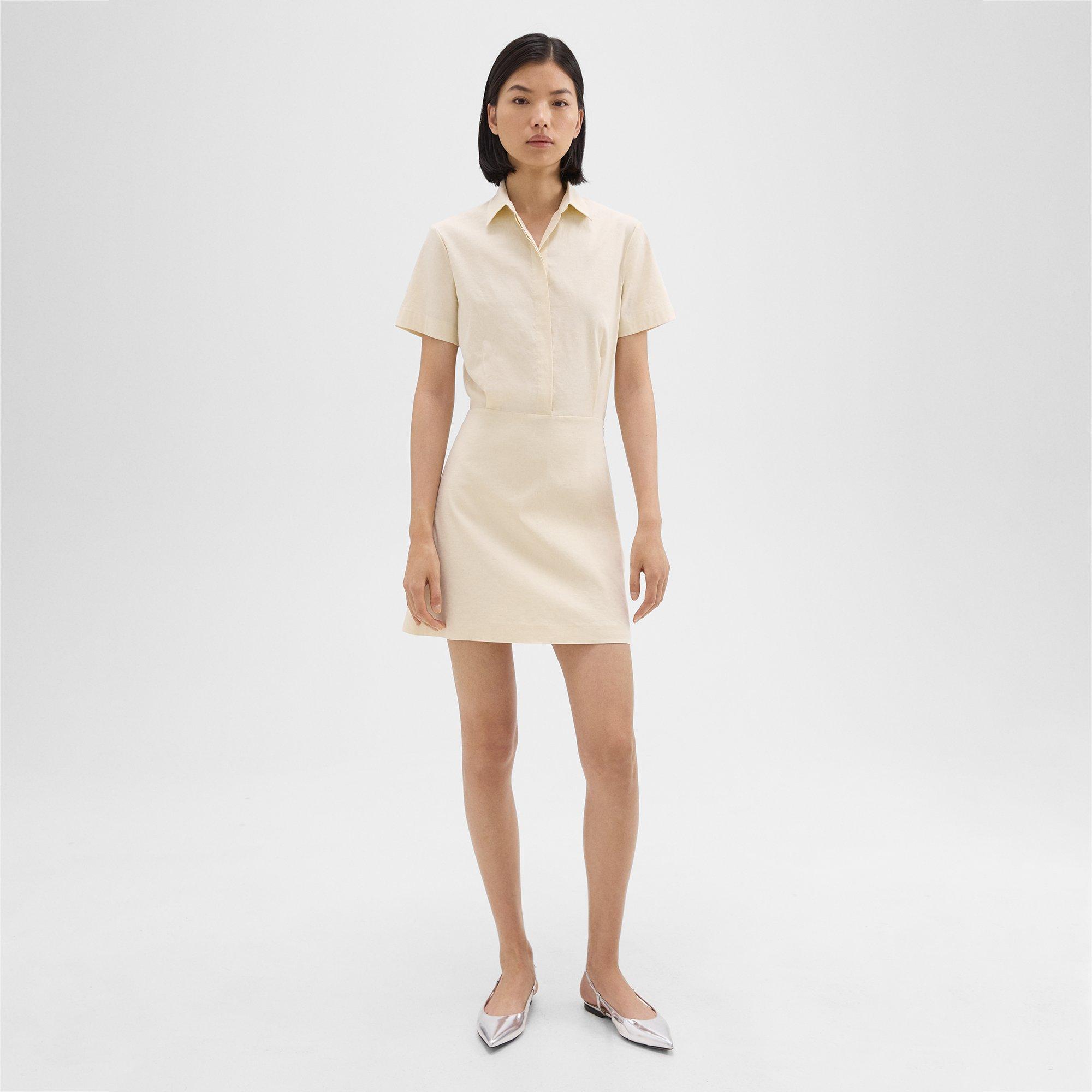 Short-Sleeve A-Line Dress in Good Linen