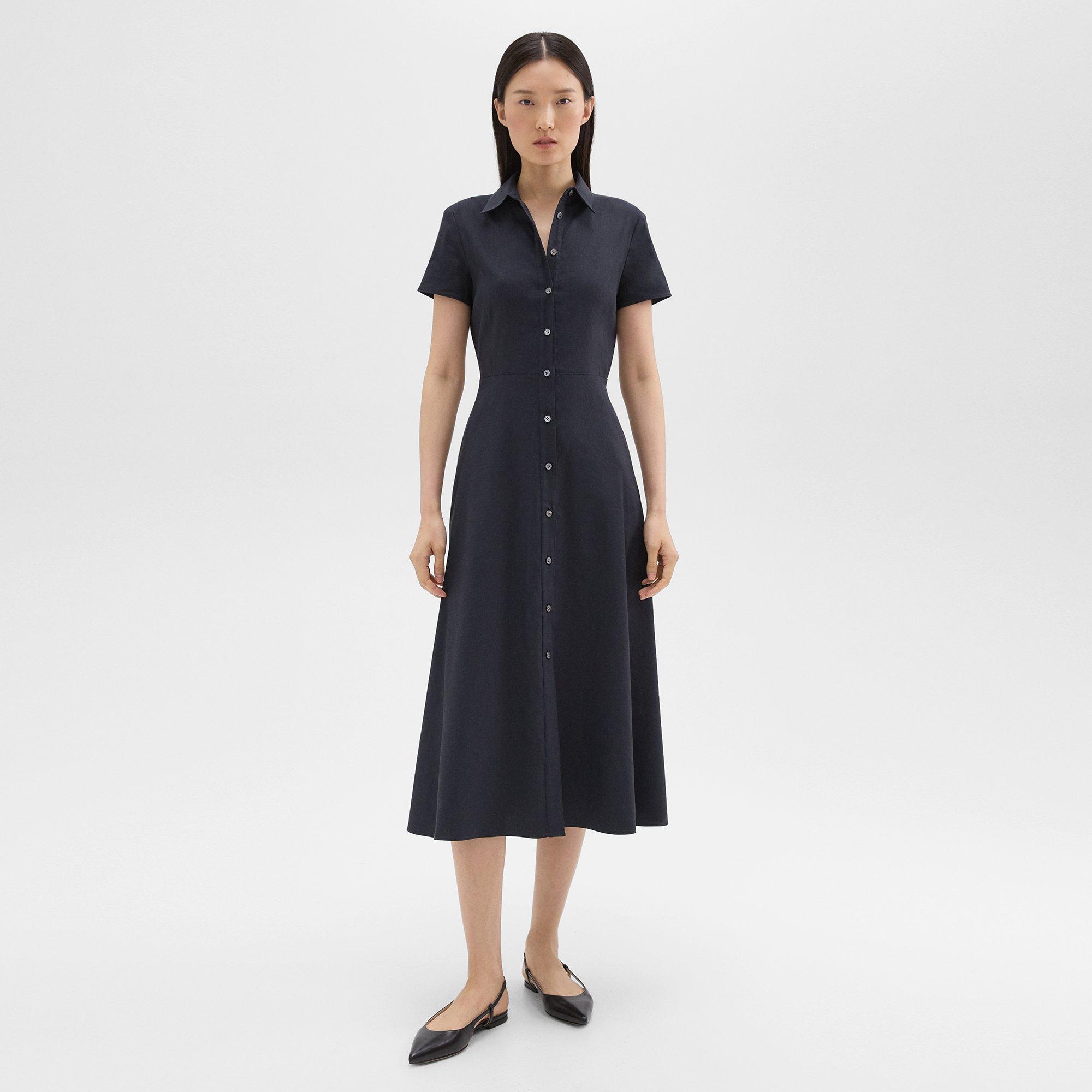 띠어리 Theory Midi Shirt Dress in Good Linen,CONCORD