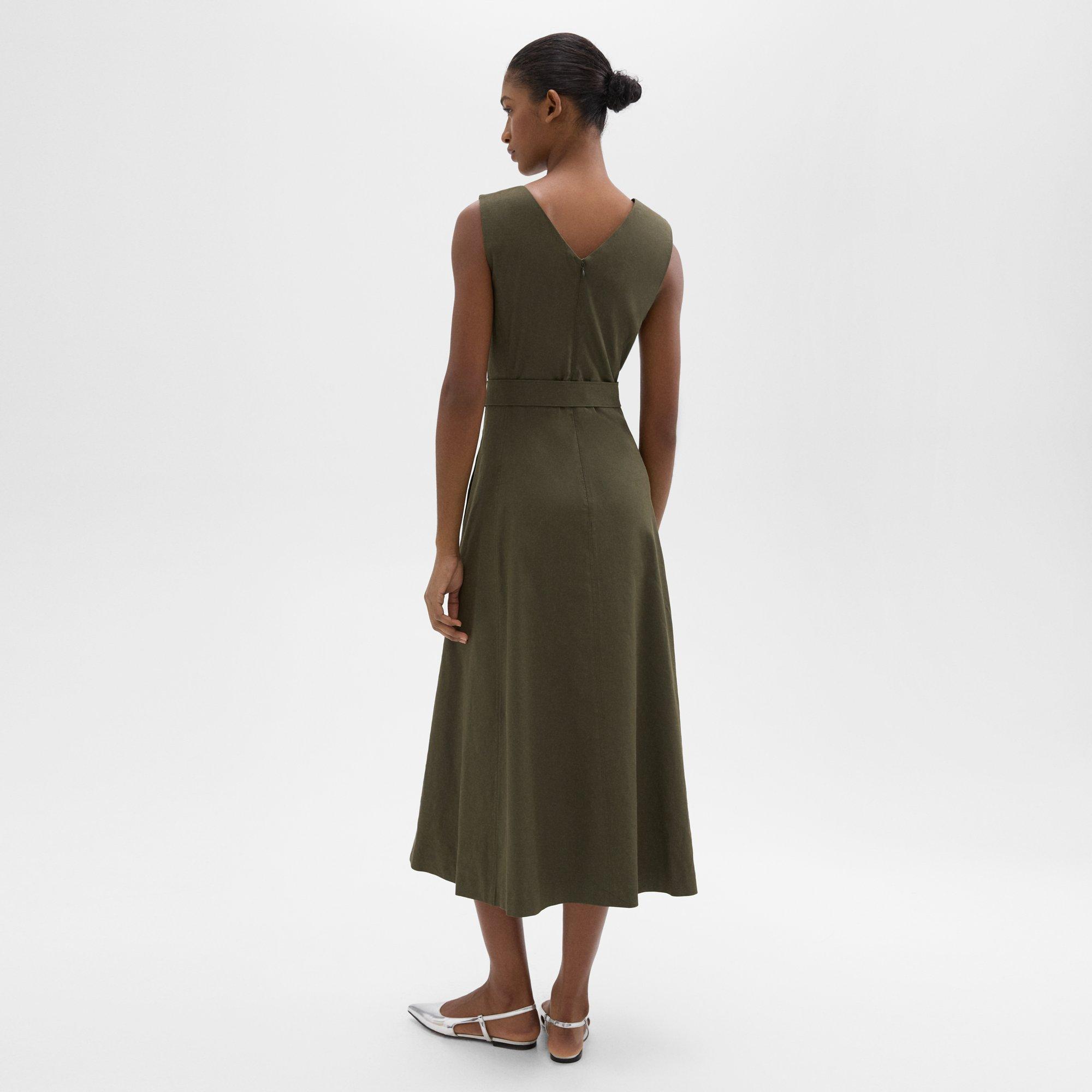 V-Neck Volume Dress in Good Linen