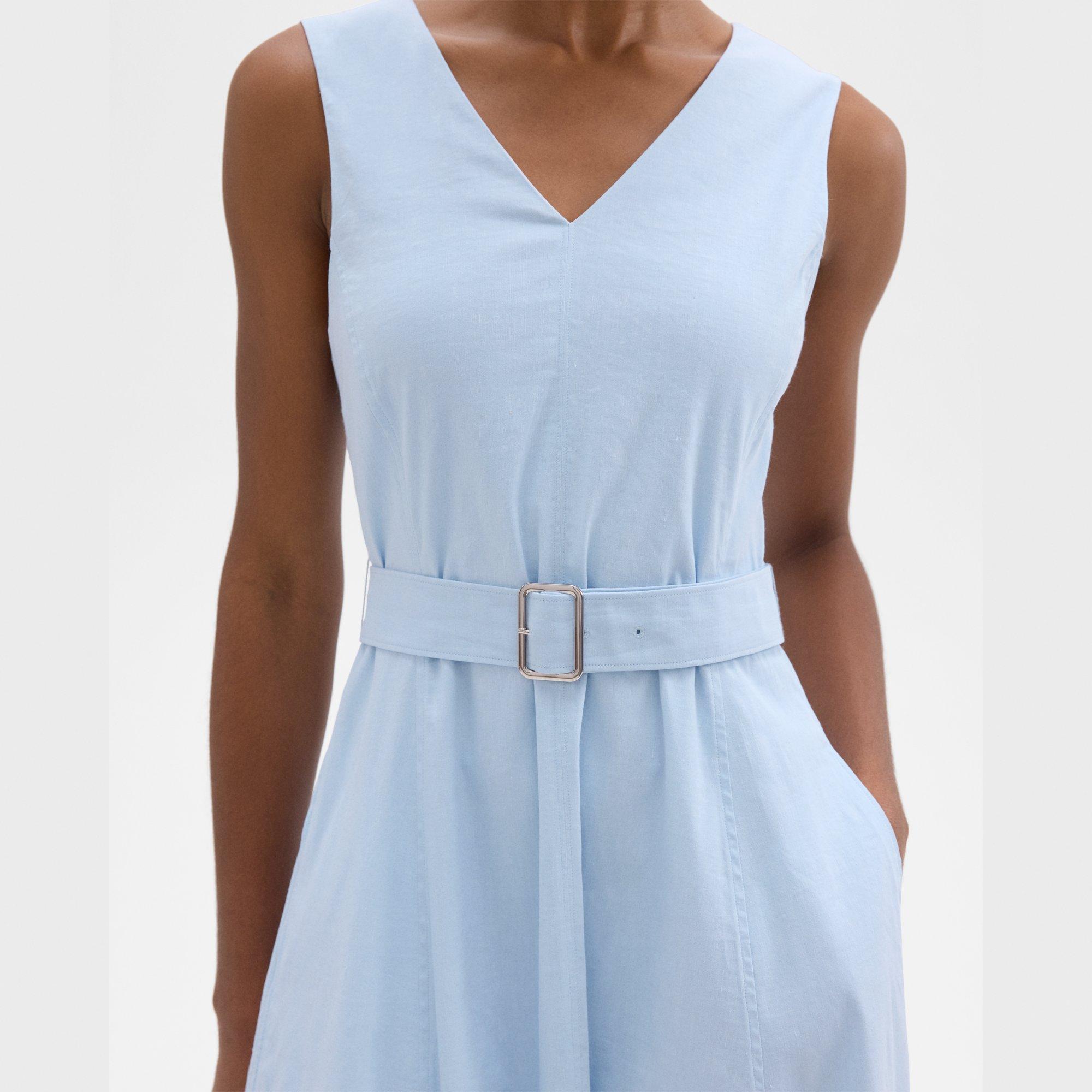 V-Neck Volume Dress in Good Linen