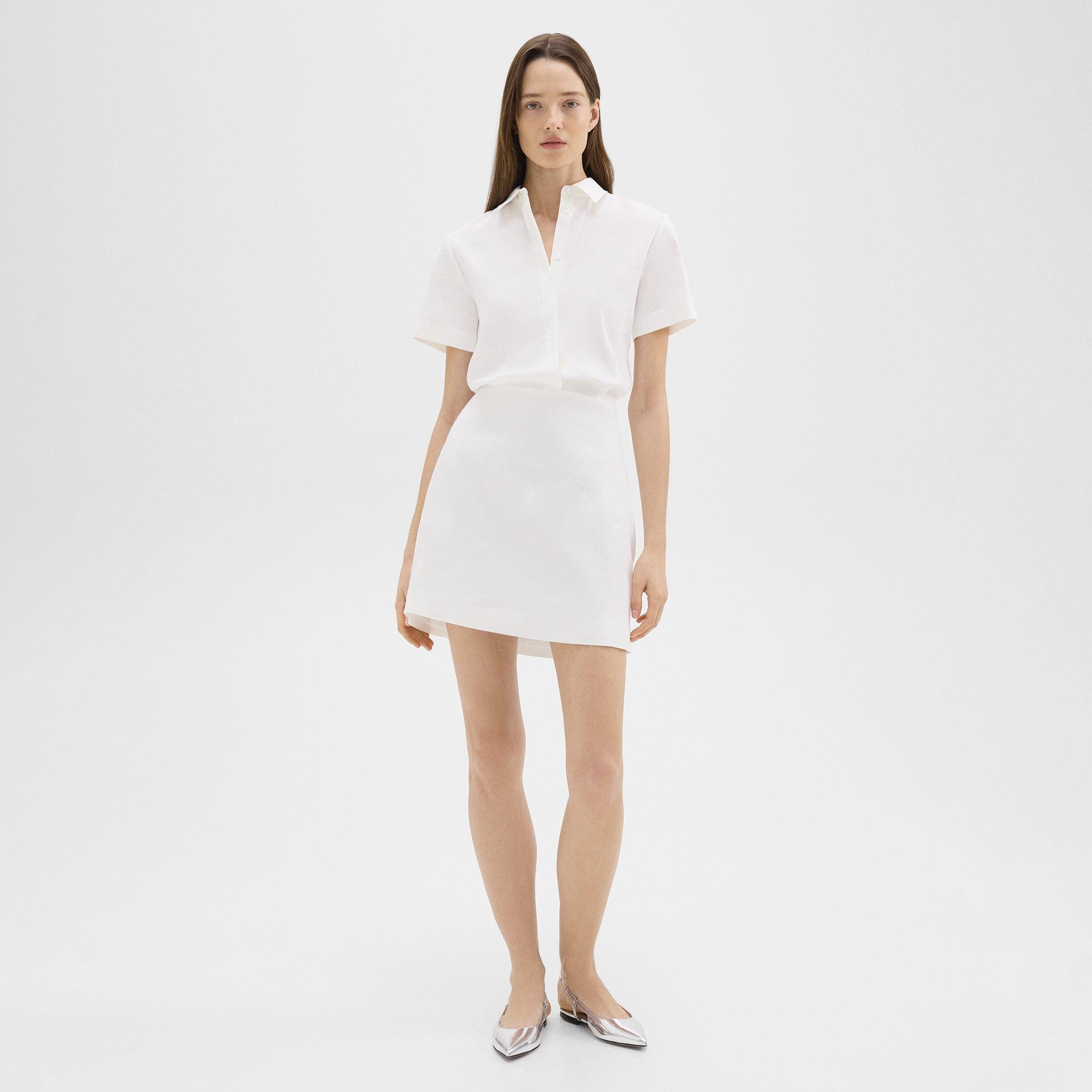 띠어리 Theory A-Line Dress in Good Linen,WHITE