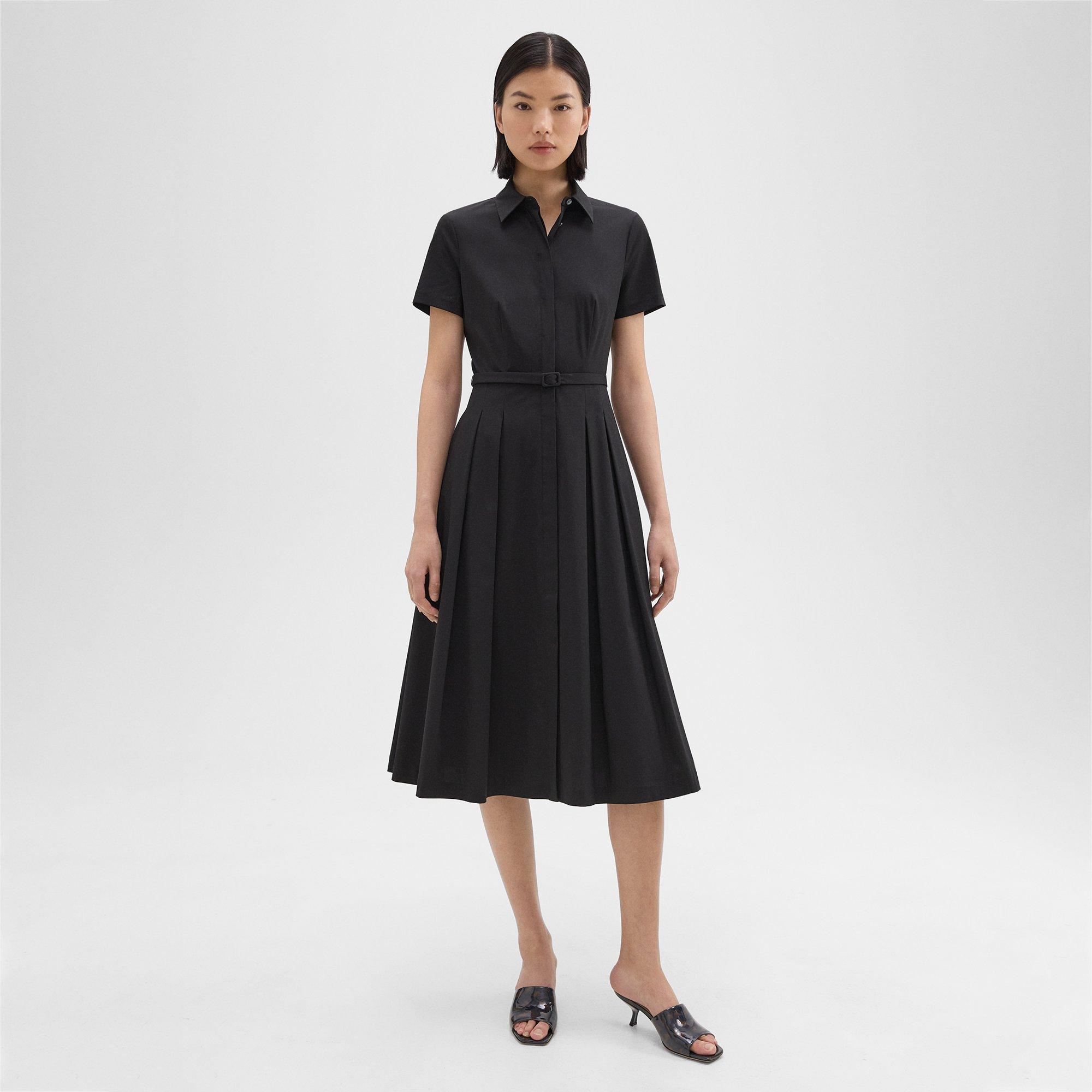 Short-Sleeve Shirt Dress in Good Cotton