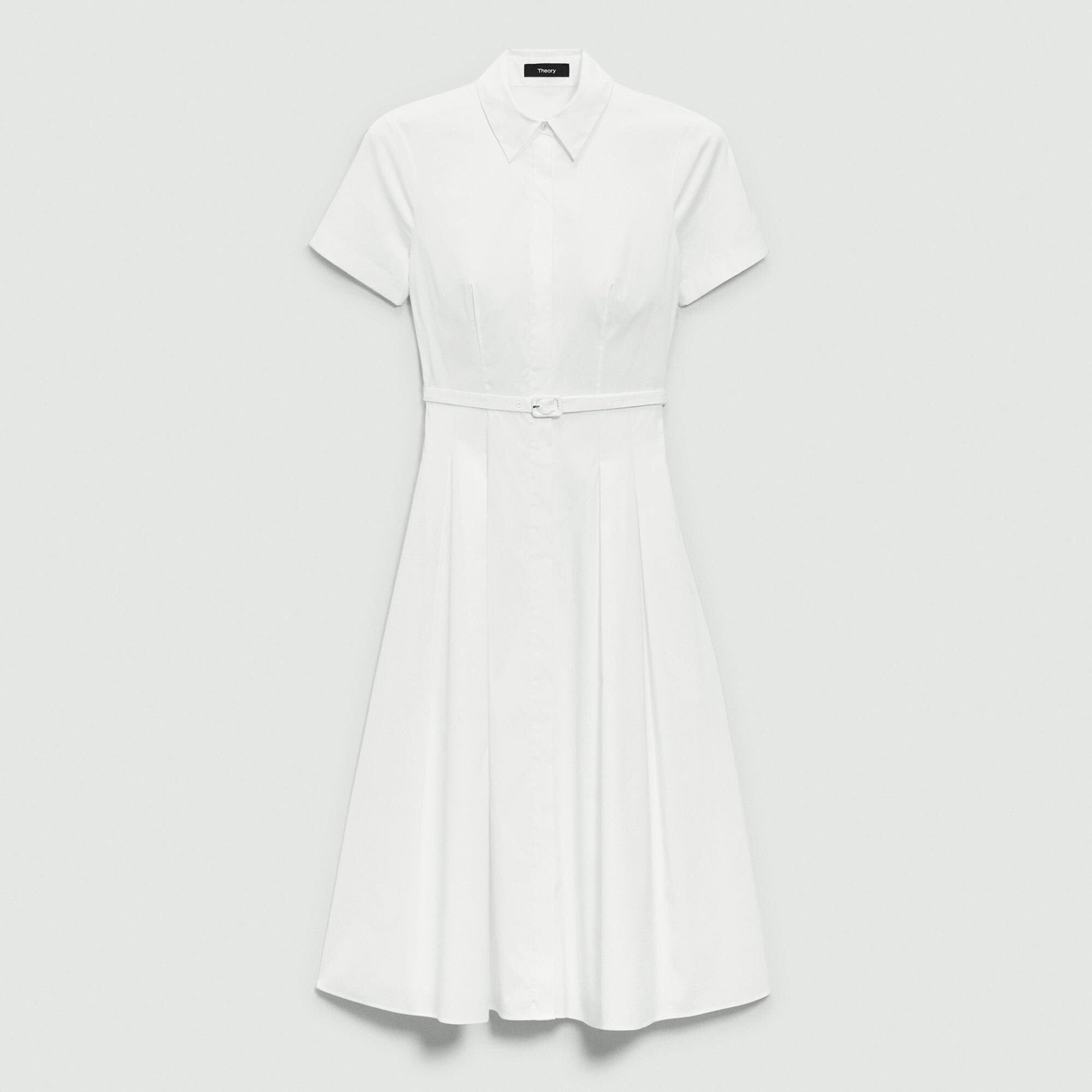 Short-Sleeve Shirt Dress in Good Cotton