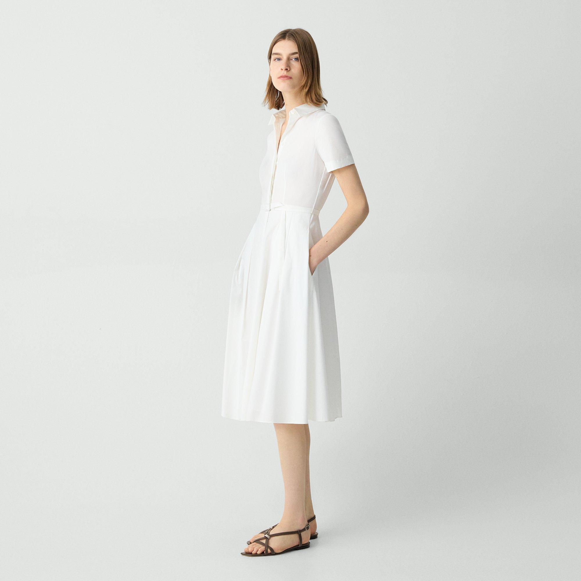 Short-Sleeve Shirt Dress in Good Cotton