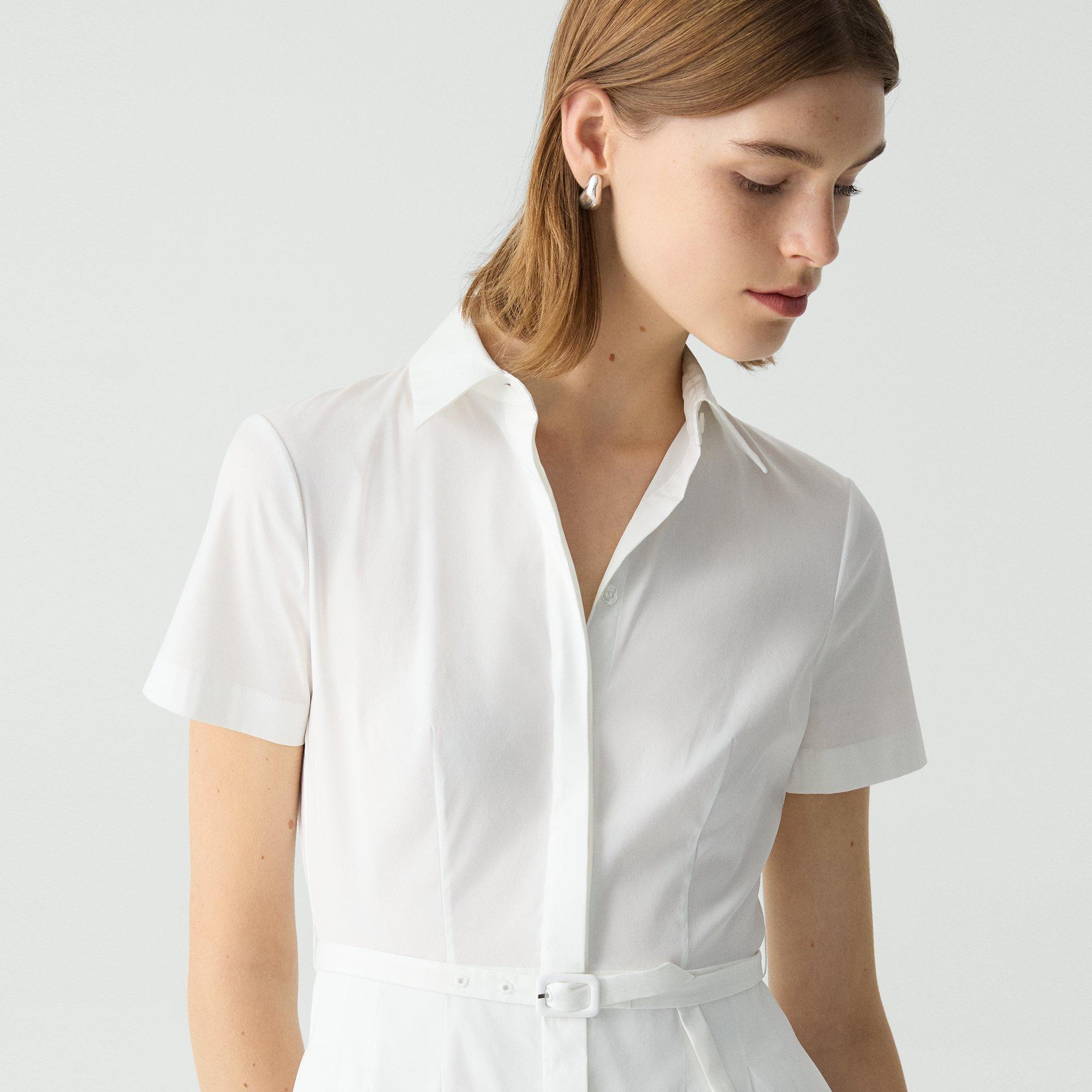 Short-Sleeve Shirt Dress in Good Cotton