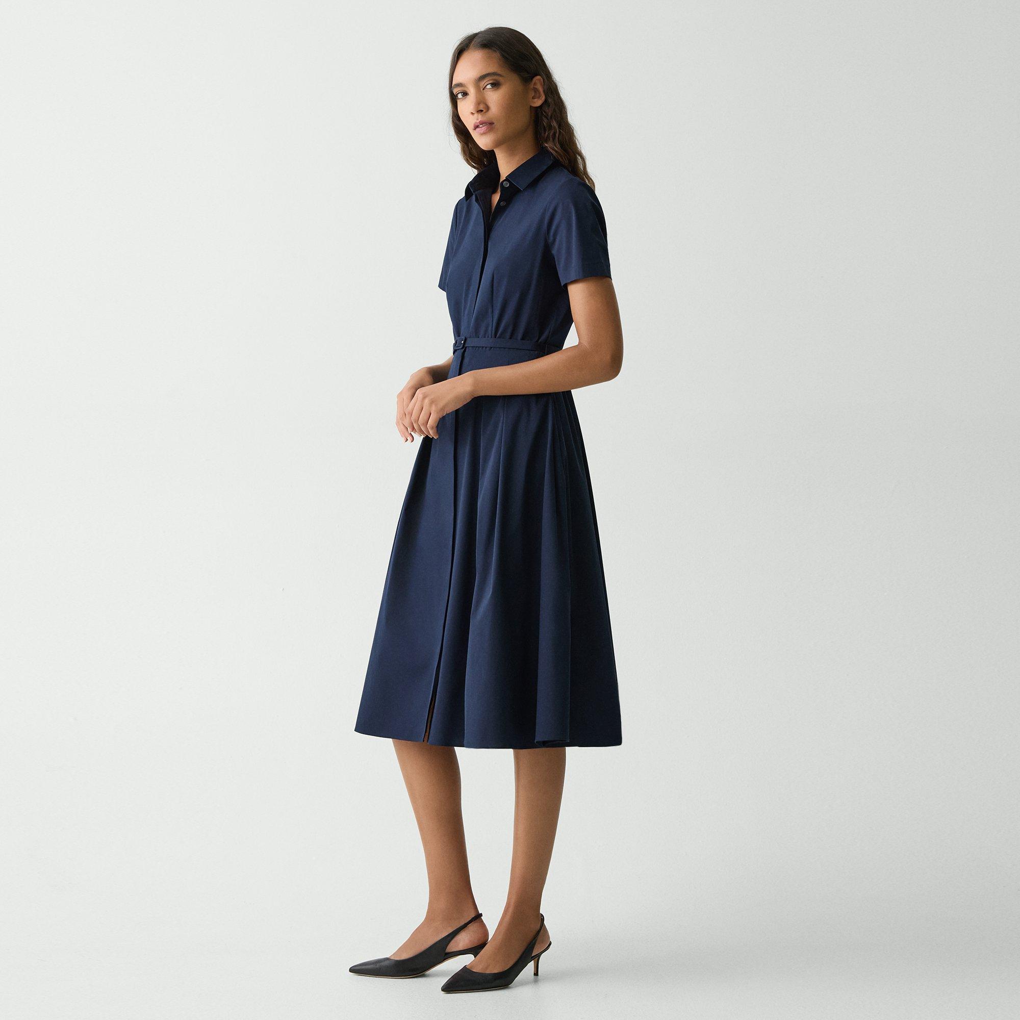 Short-Sleeve Shirt Dress in Good Cotton