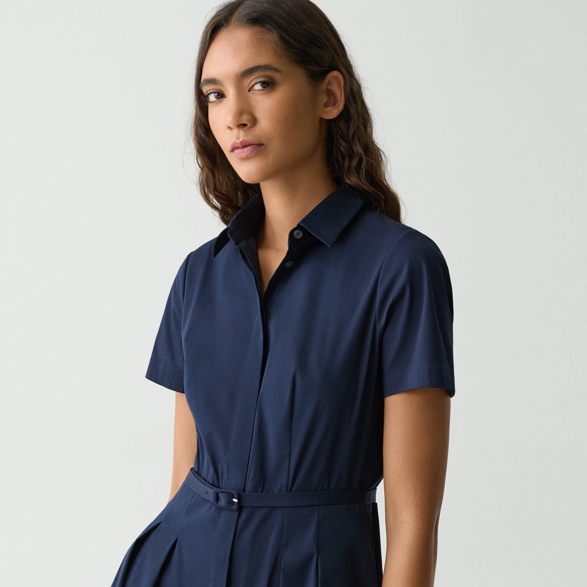 Short-Sleeve Shirt Dress in Good Cotton