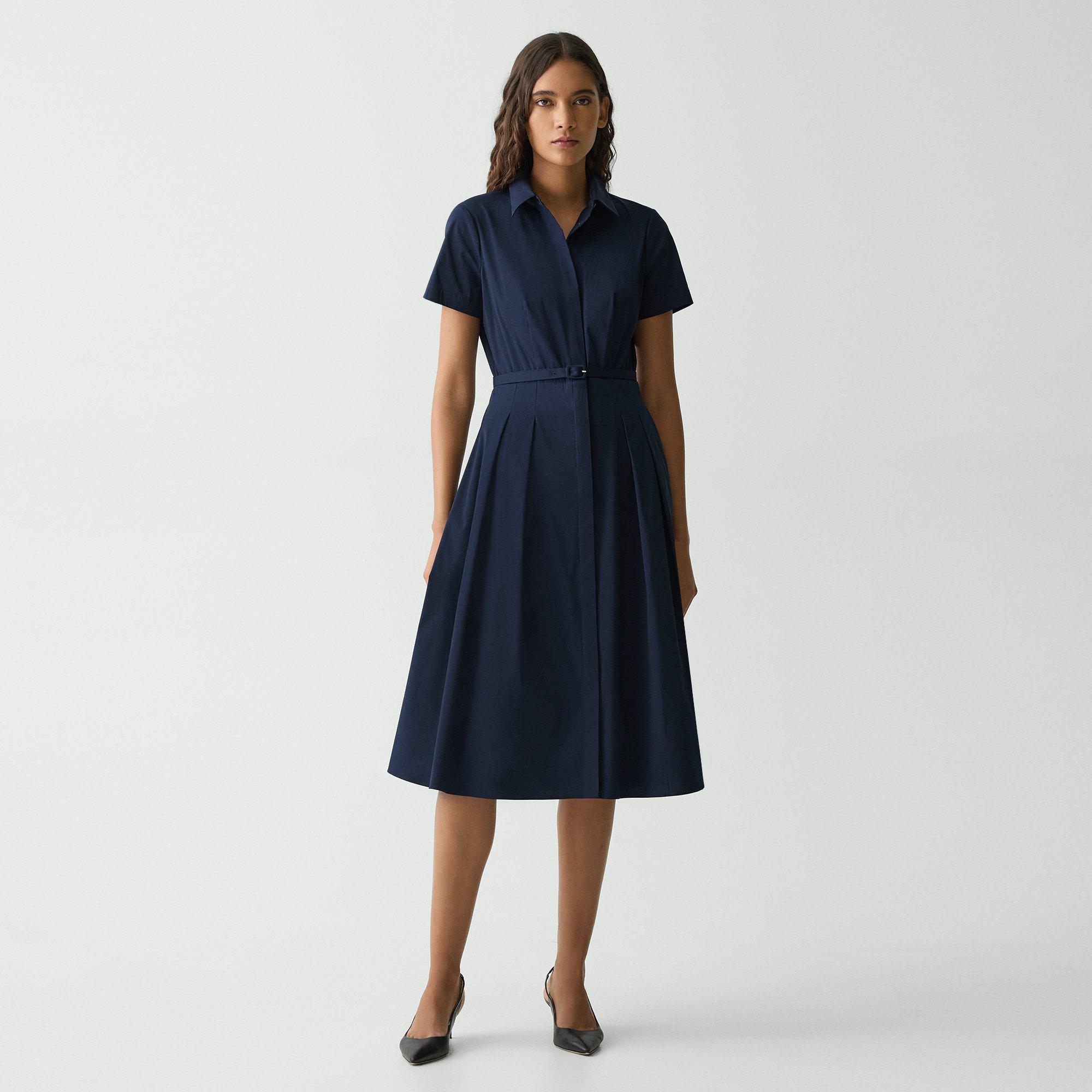 Short-Sleeve Shirt Dress in Good Cotton