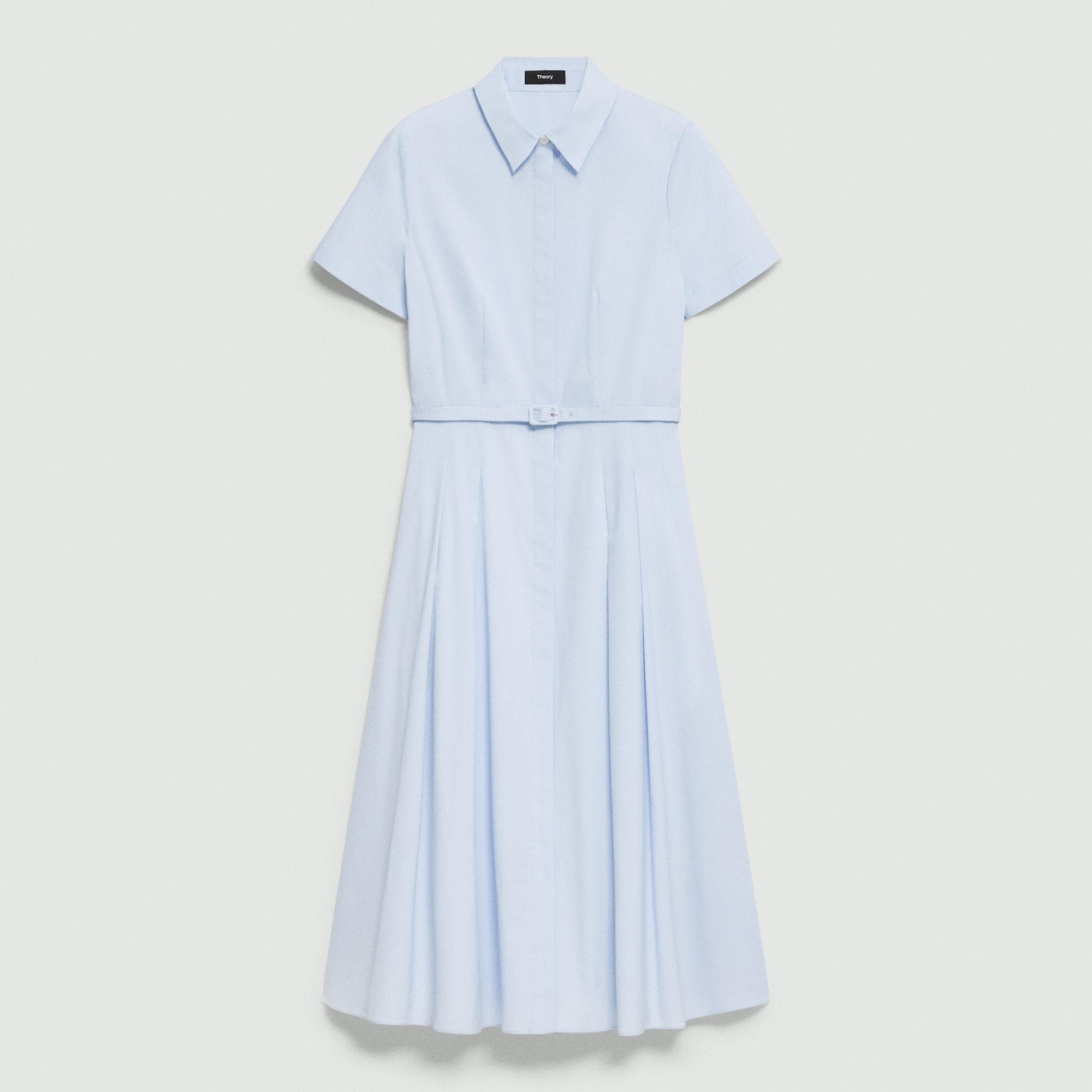 Short-Sleeve Shirt Dress in Good Cotton