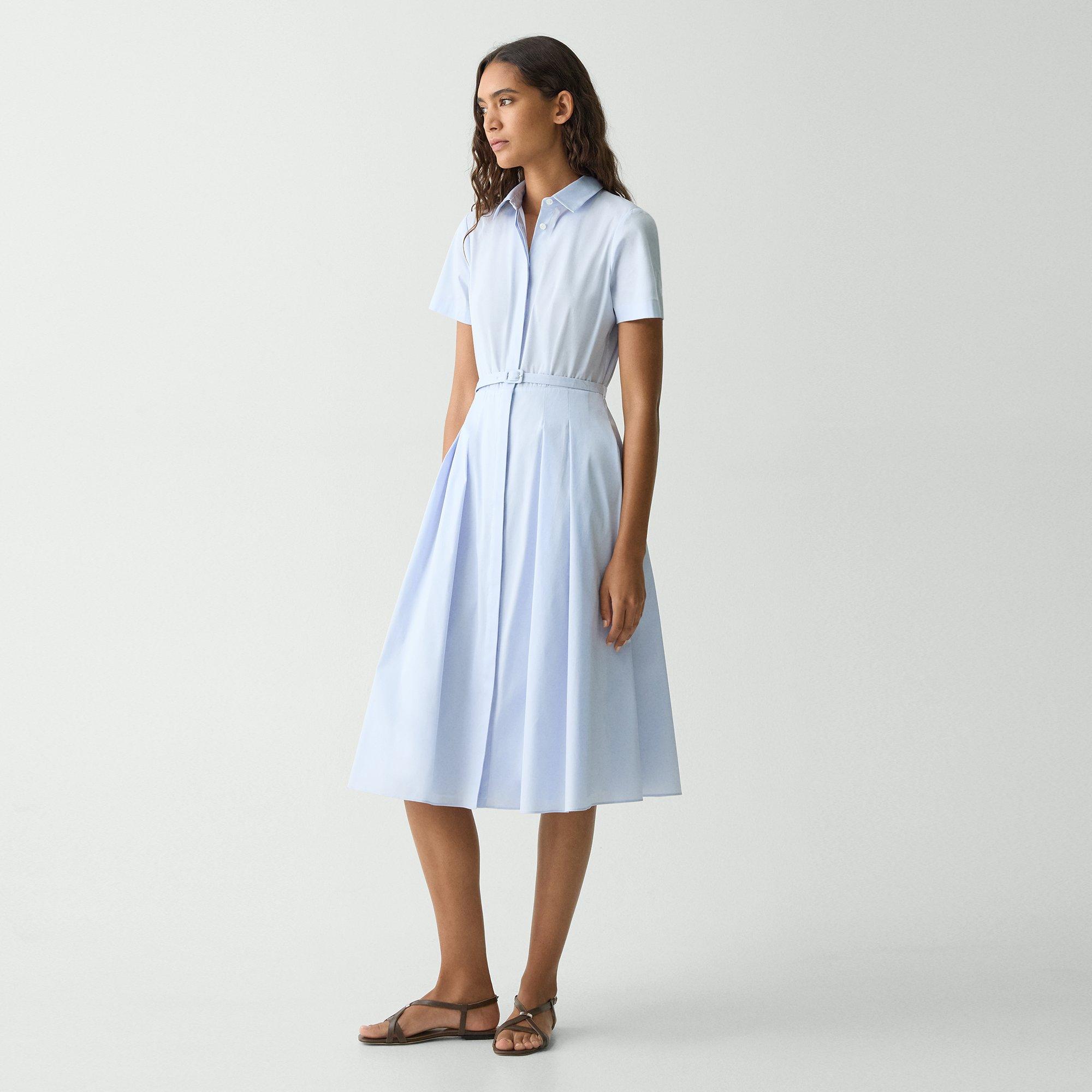 Short-Sleeve Shirt Dress in Good Cotton