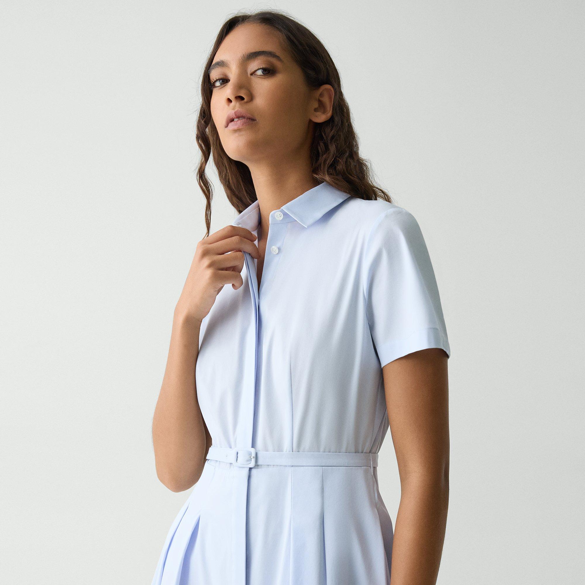 Short-Sleeve Shirt Dress in Good Cotton