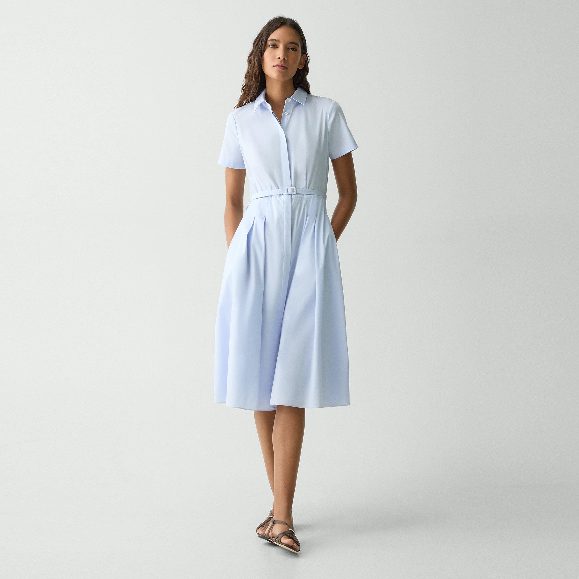 Short-Sleeve Shirt Dress in Good Cotton