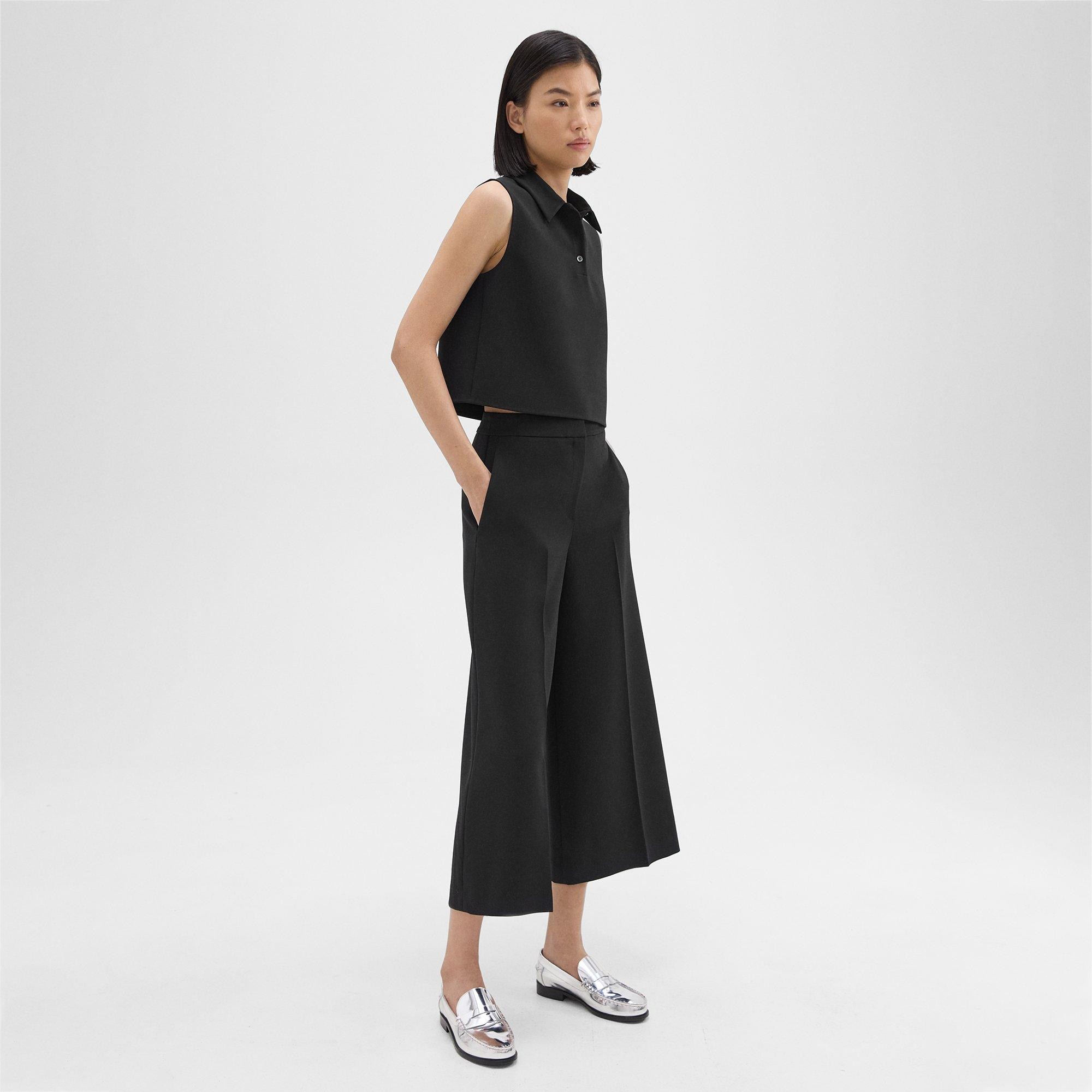 Cropped Wide-Leg Pant in Crepe