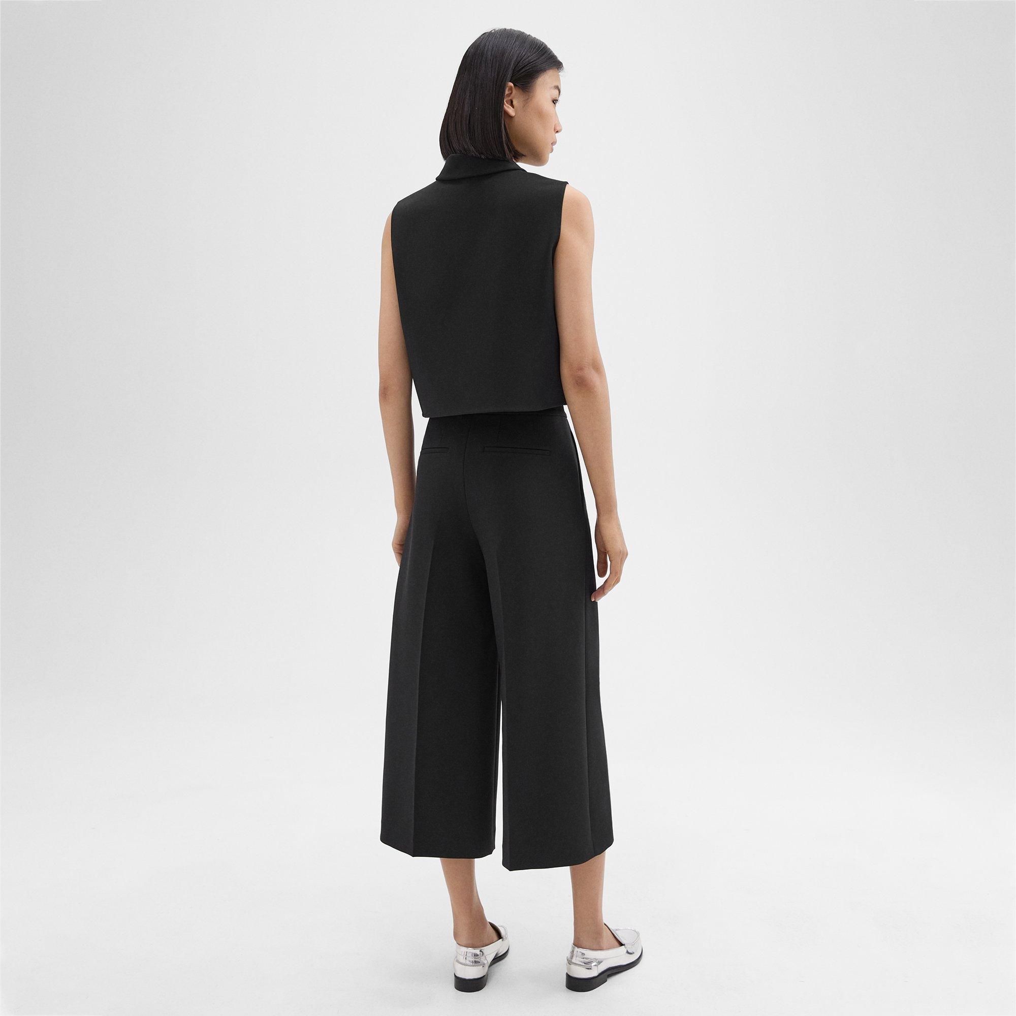 Cropped Wide-Leg Pant in Crepe