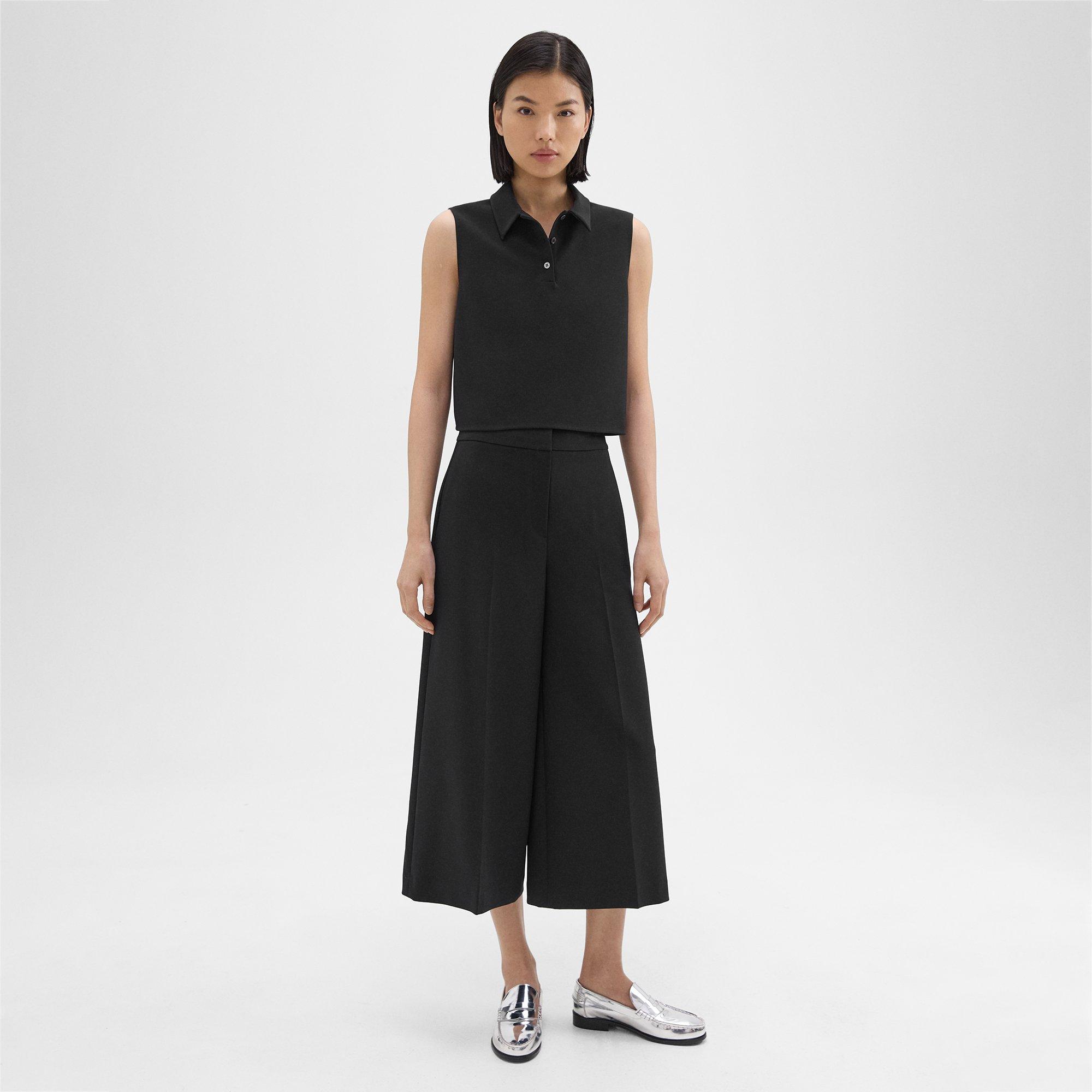 Cropped Wide-Leg Pant in Crepe