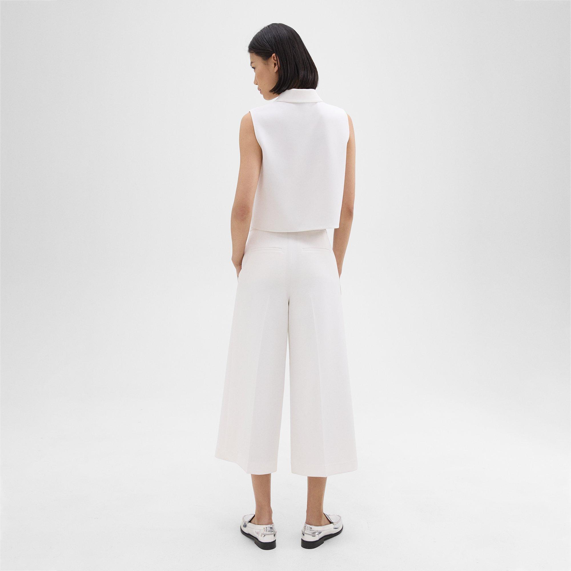 Cropped Wide-Leg Pant in Crepe