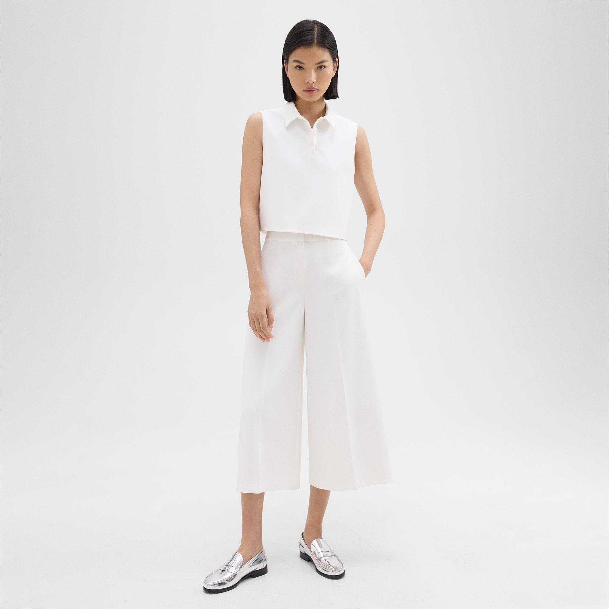 Cropped Wide-Leg Pant in Crepe