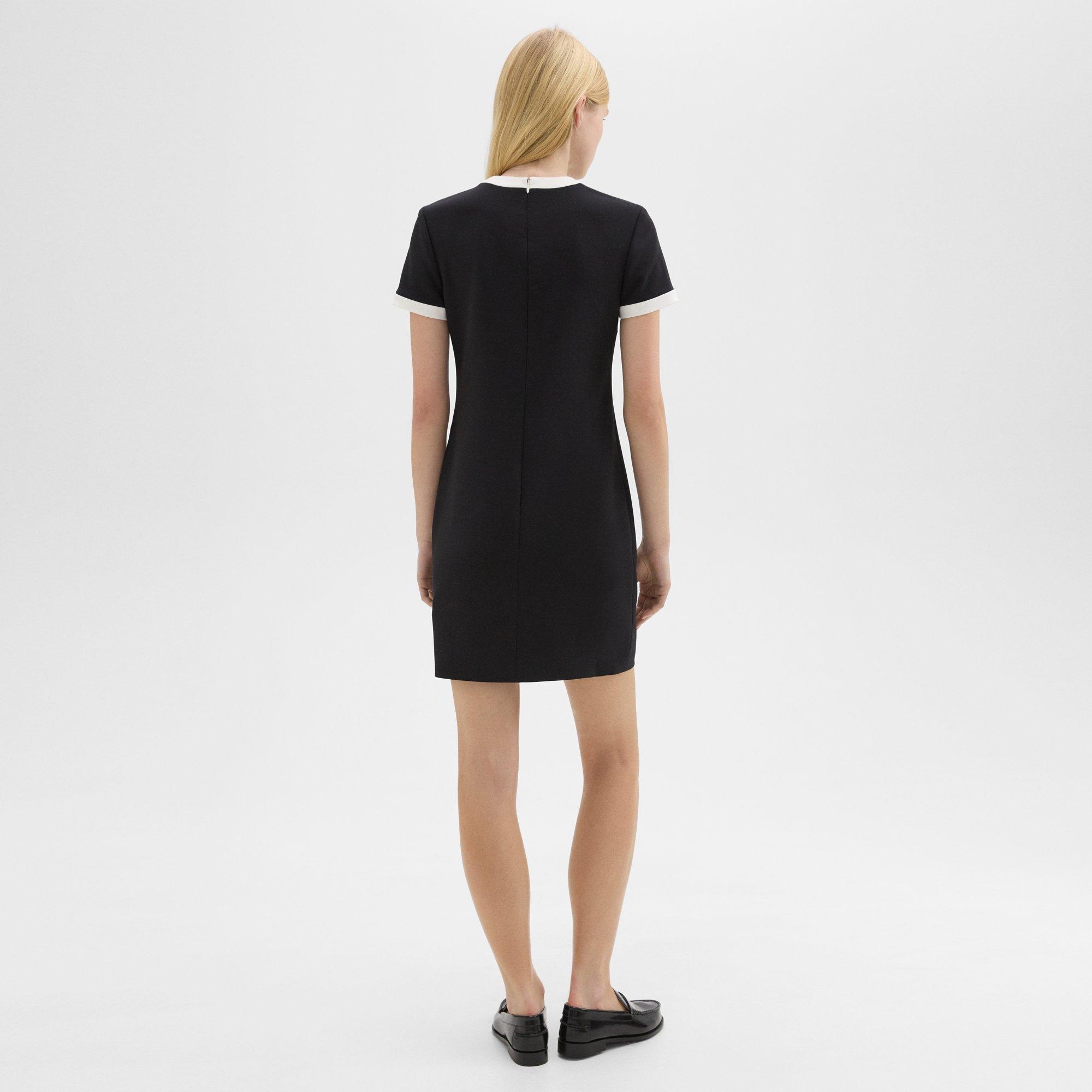 Short-Sleeve Dress in Crepe