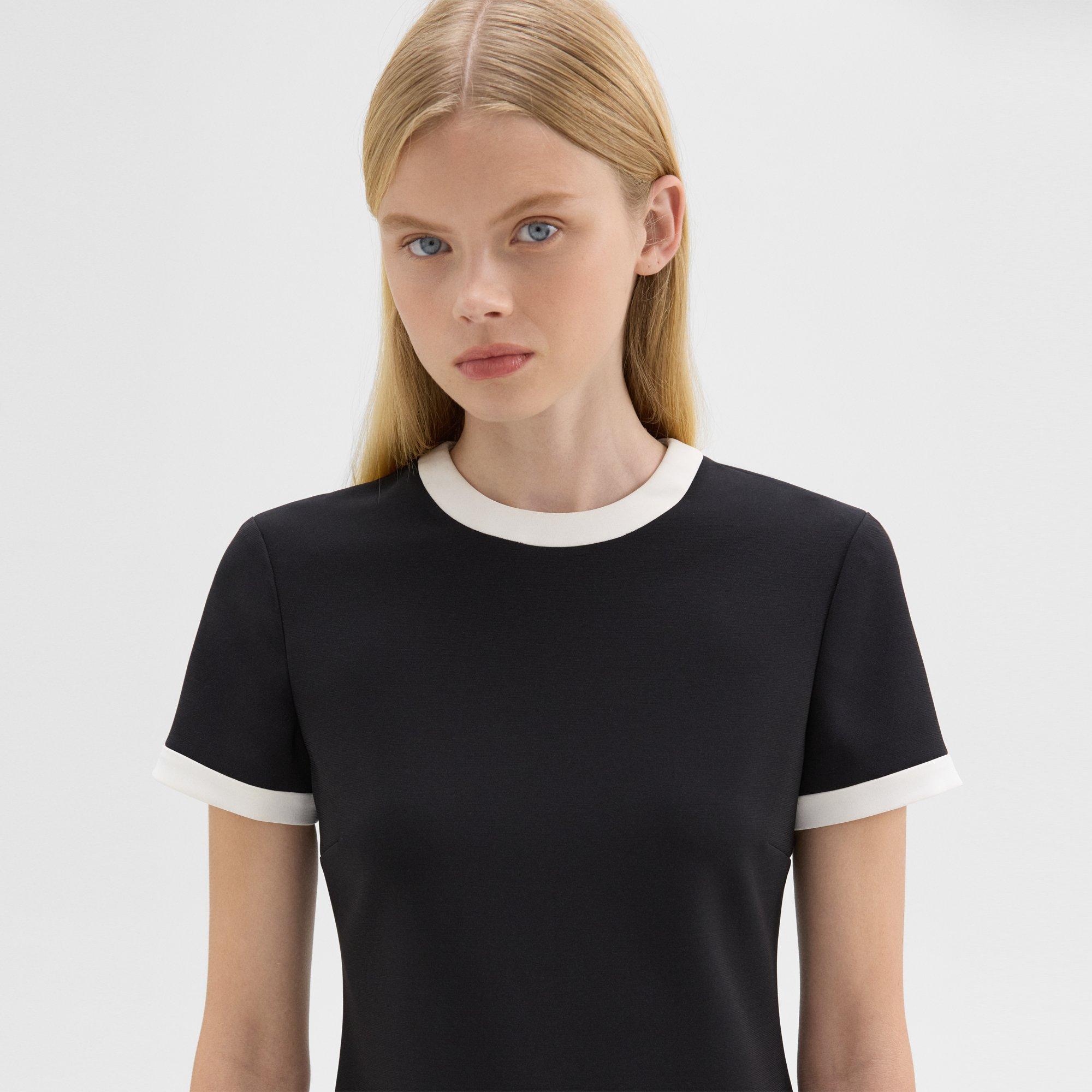 Short-Sleeve Dress in Crepe