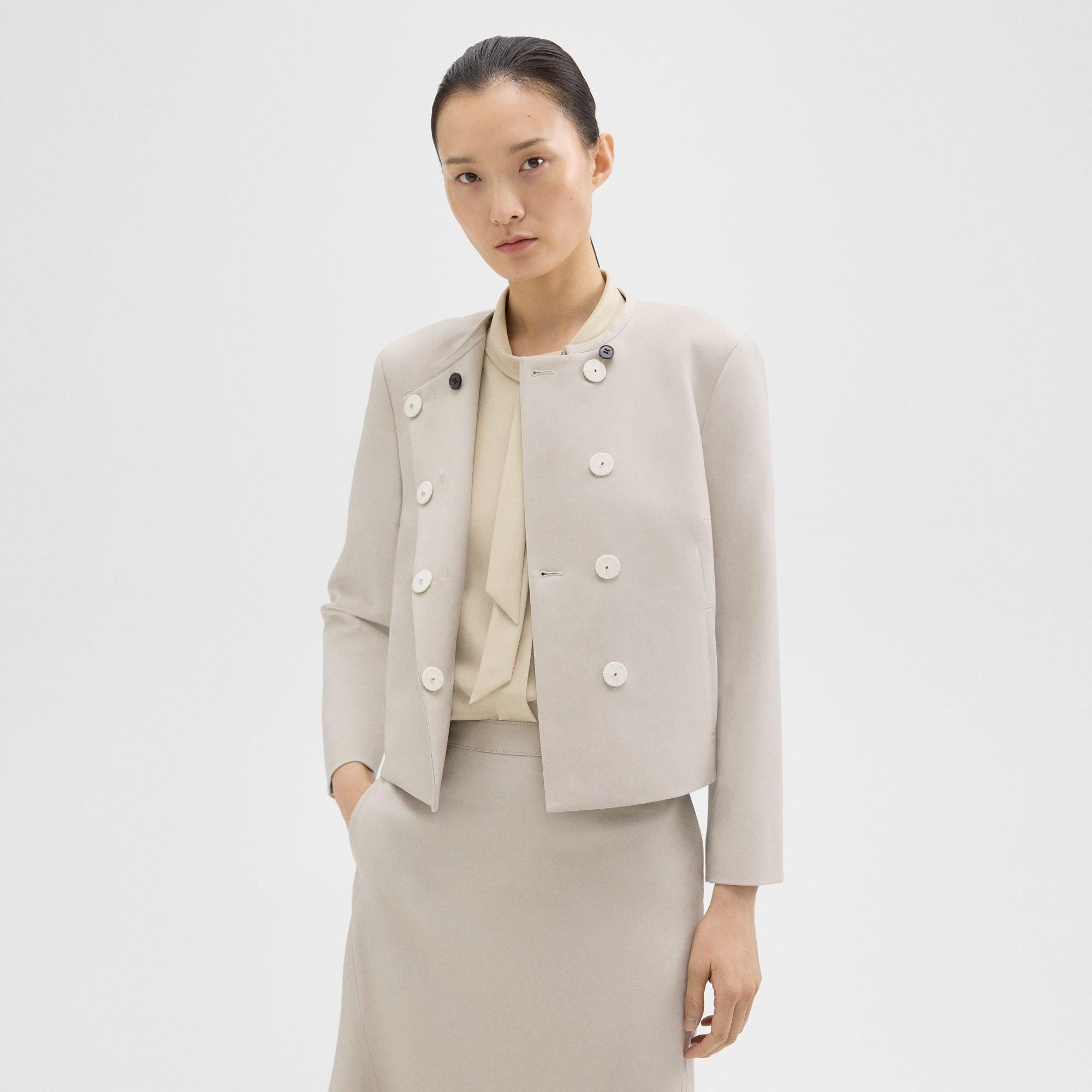 Wool Gabardine Cropped Jacket | Theory Project