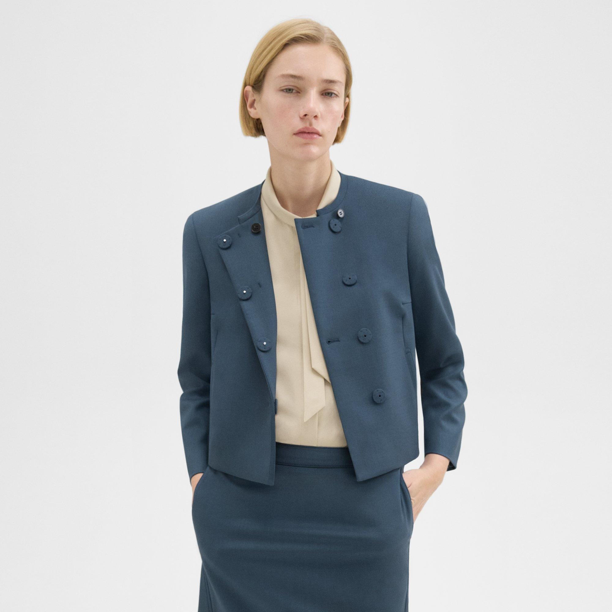 Wool Gabardine Cropped Jacket