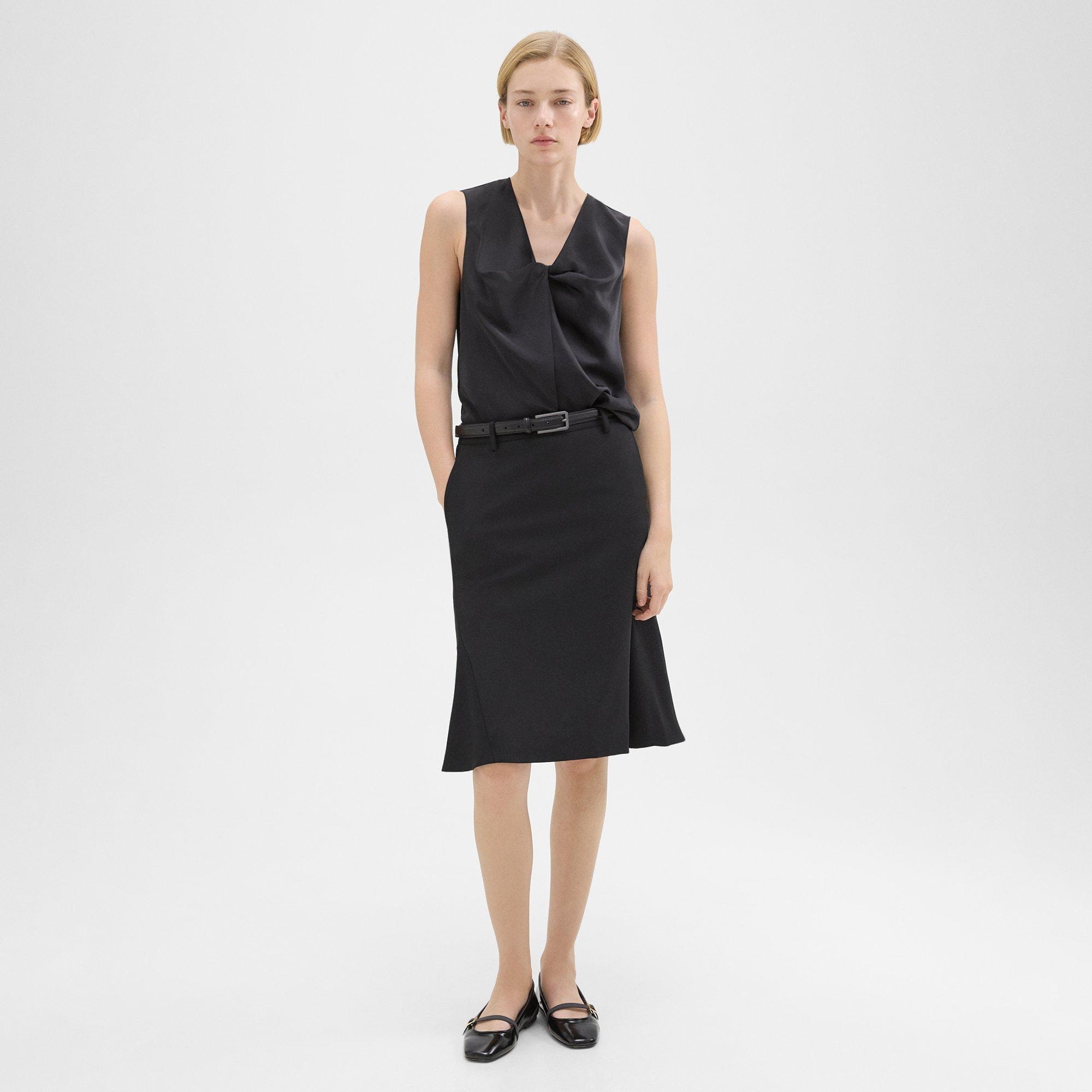 Womens Theory grey Asymmetric Ribbed Evia Midi Skirt