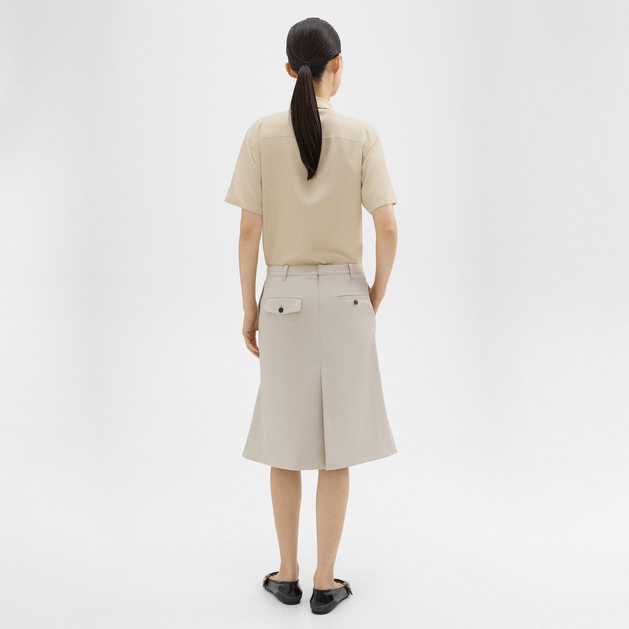 Wool Gabardine Trumpet Skirt