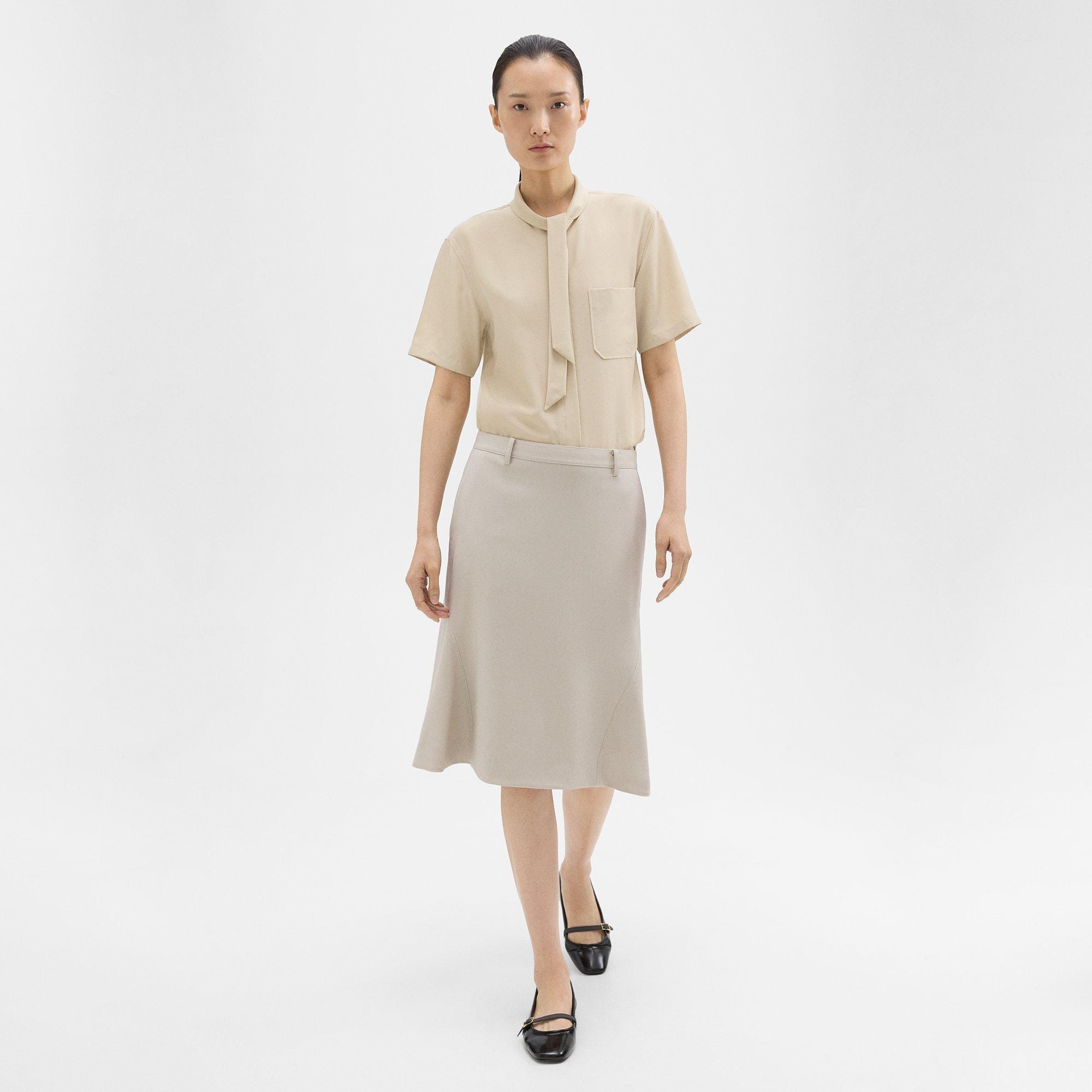 Wool Gabardine Trumpet Skirt