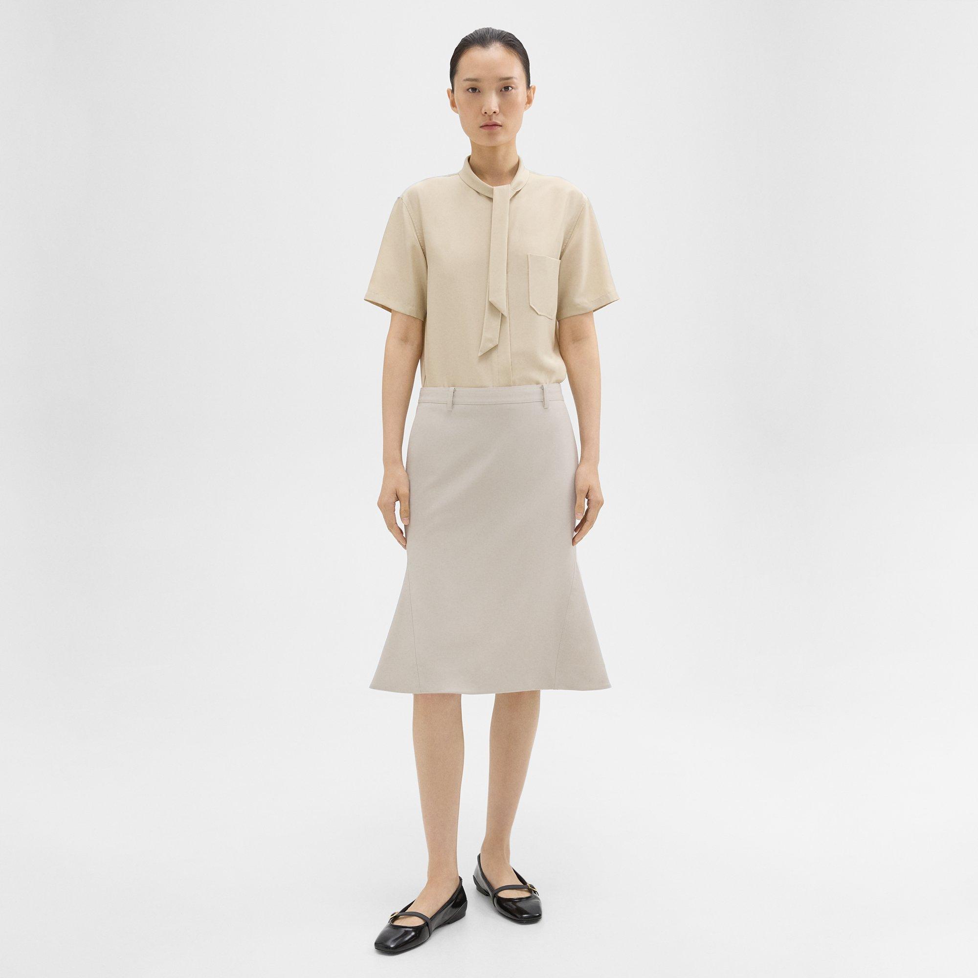 Wool Gabardine Trumpet Skirt