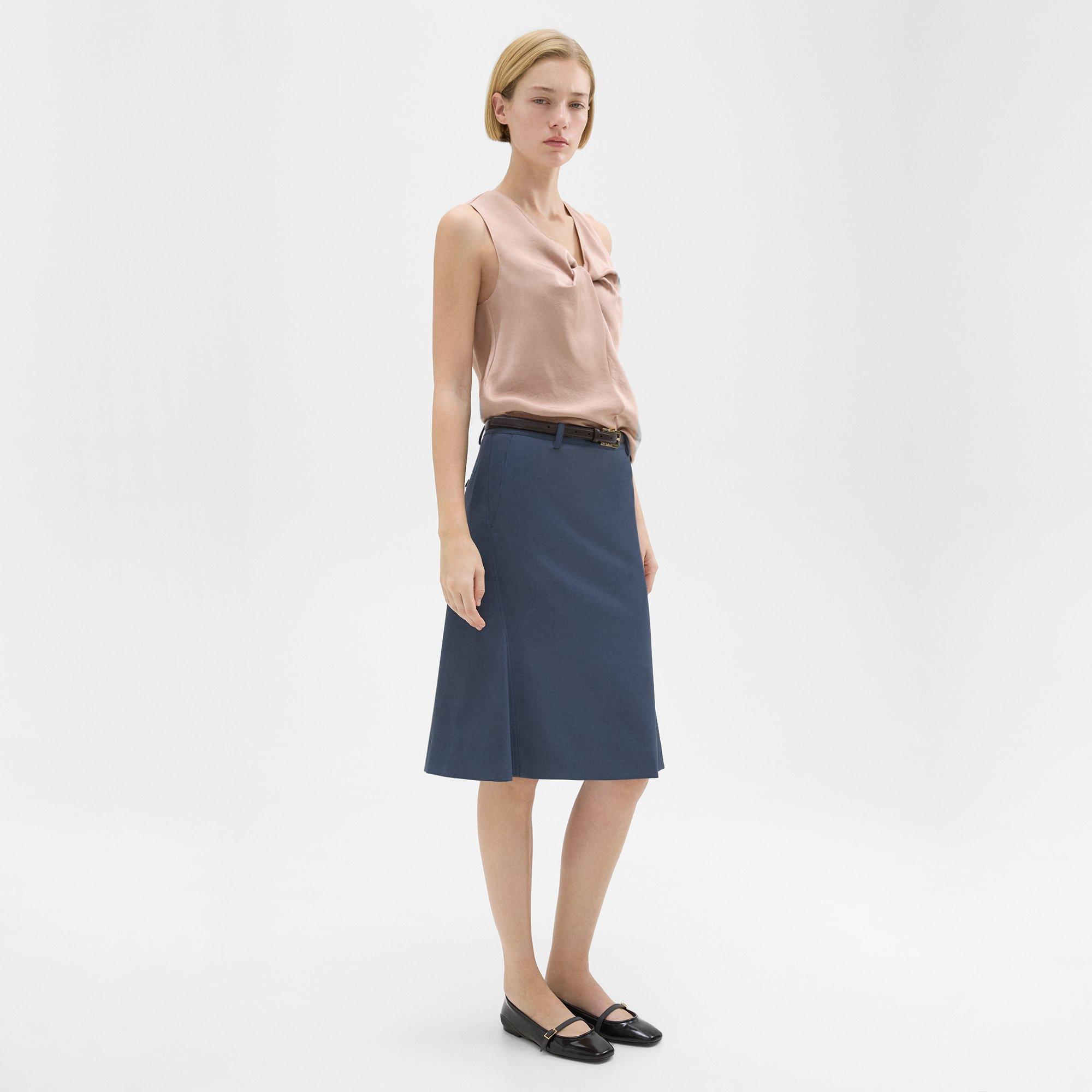 Wool Gabardine Trumpet Skirt