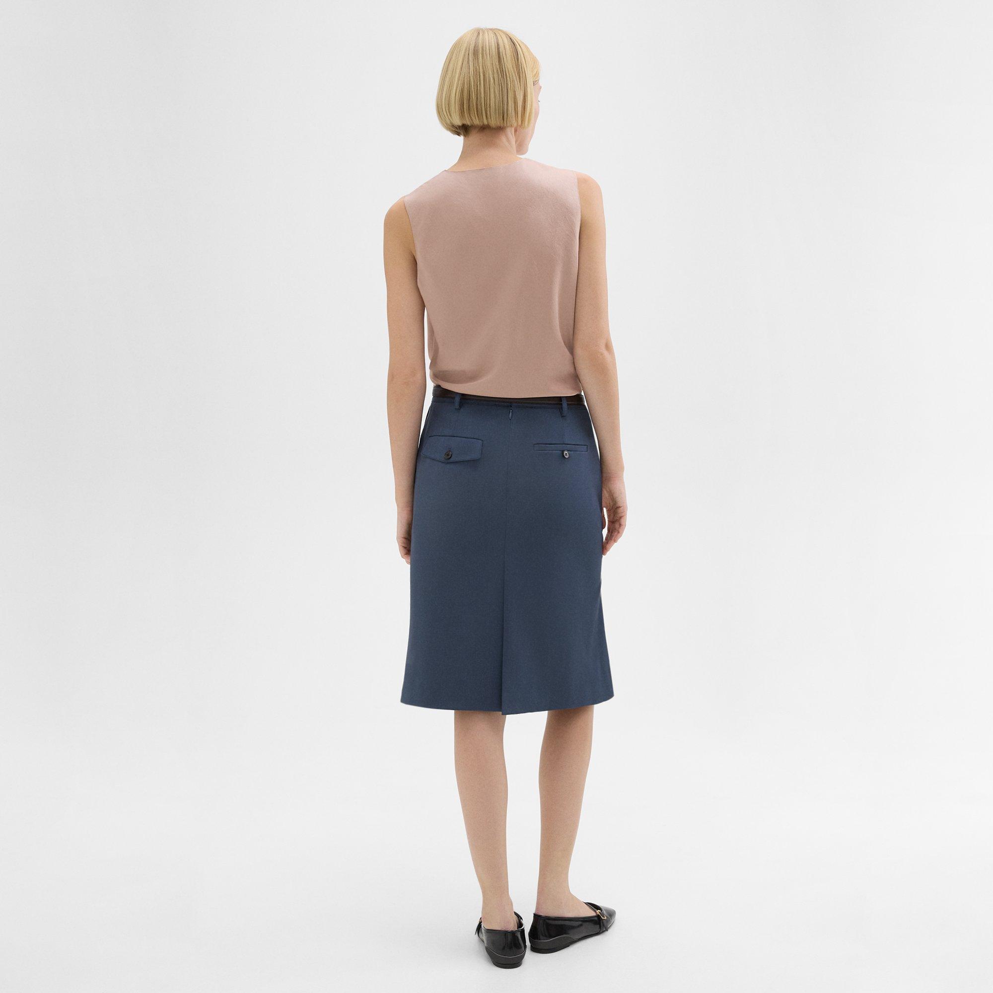 Wool Gabardine Trumpet Skirt