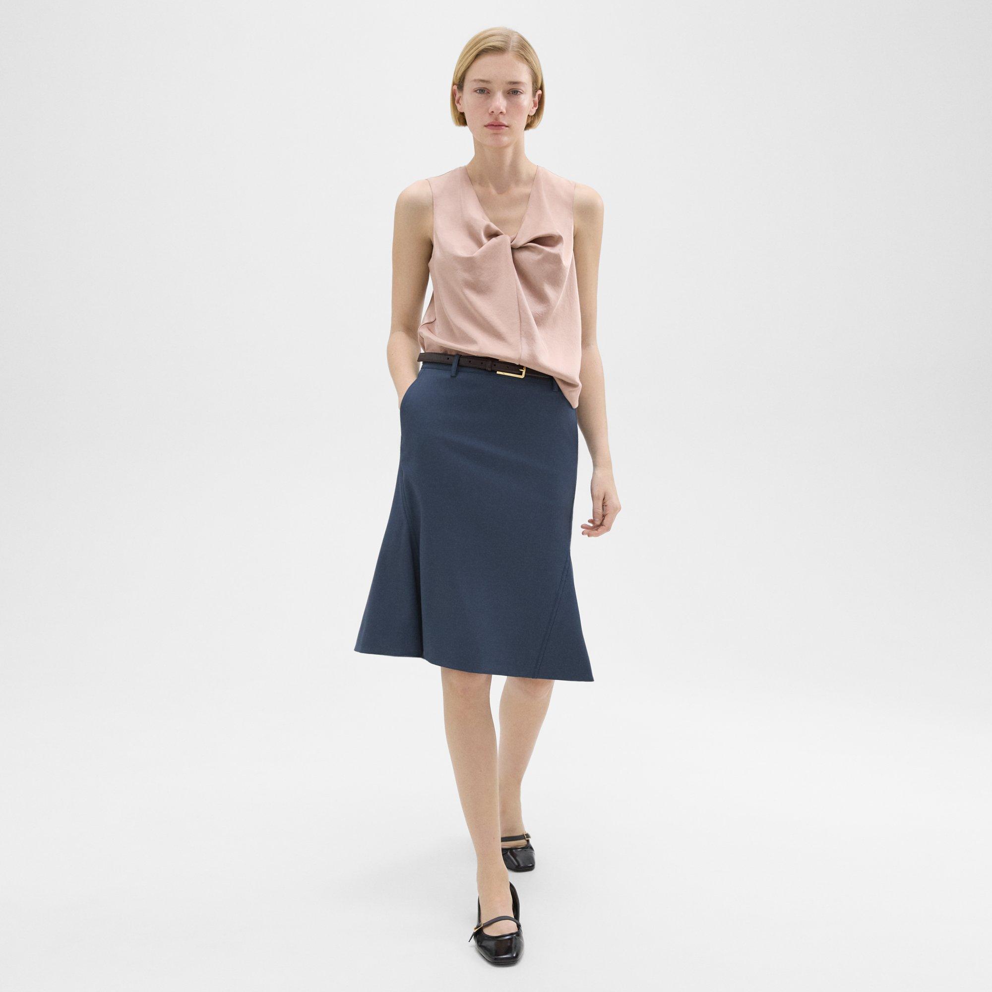 Wool Gabardine Trumpet Skirt