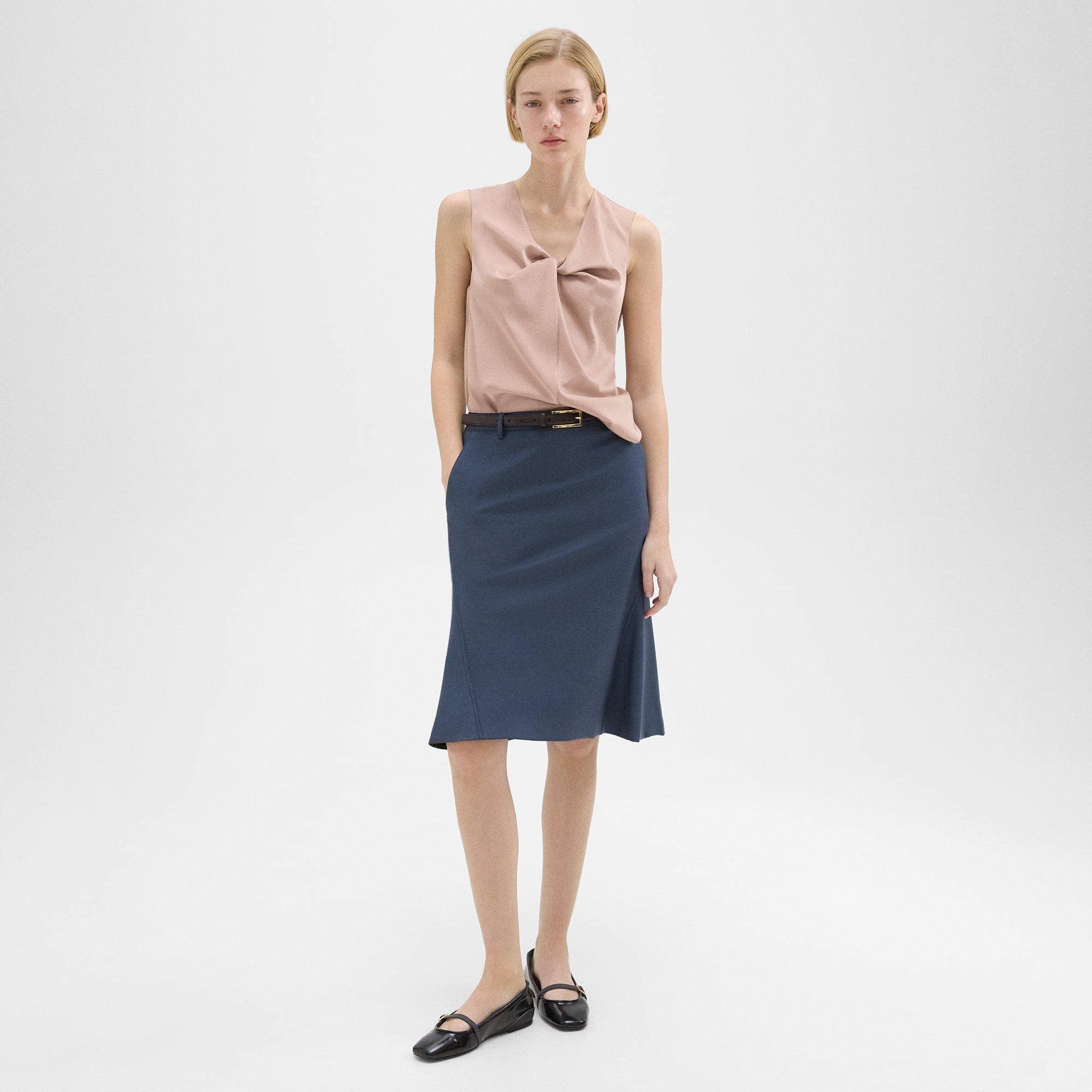 띠어리 Theory Wool Gabardine Trumpet Skirt,BLUESTONE