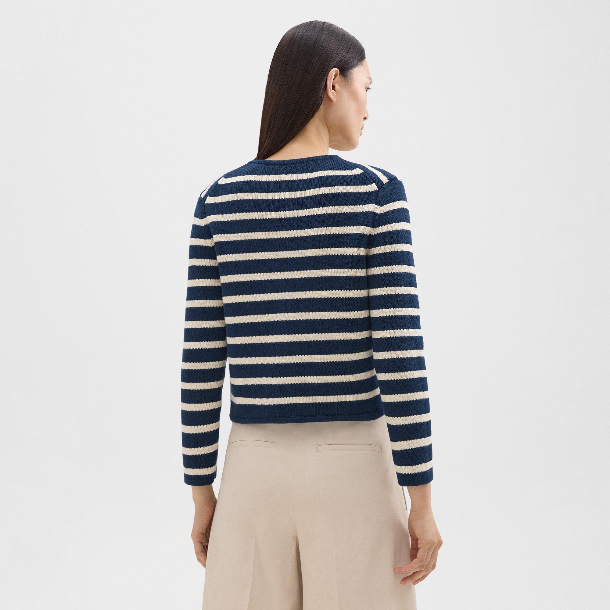 Striped Cropped Jacket in Cotton Bouclé
