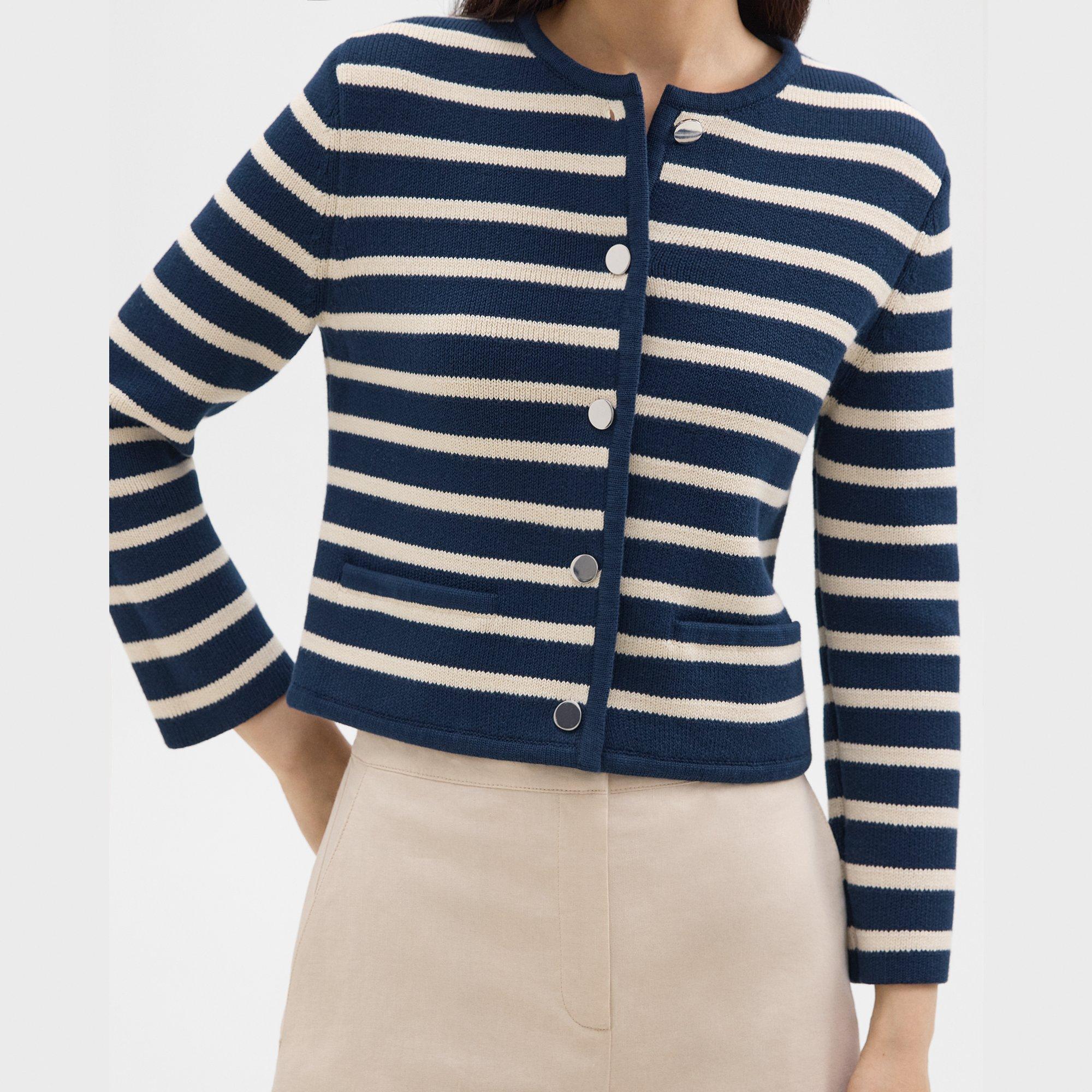 Striped Cropped Jacket in Cotton Bouclé