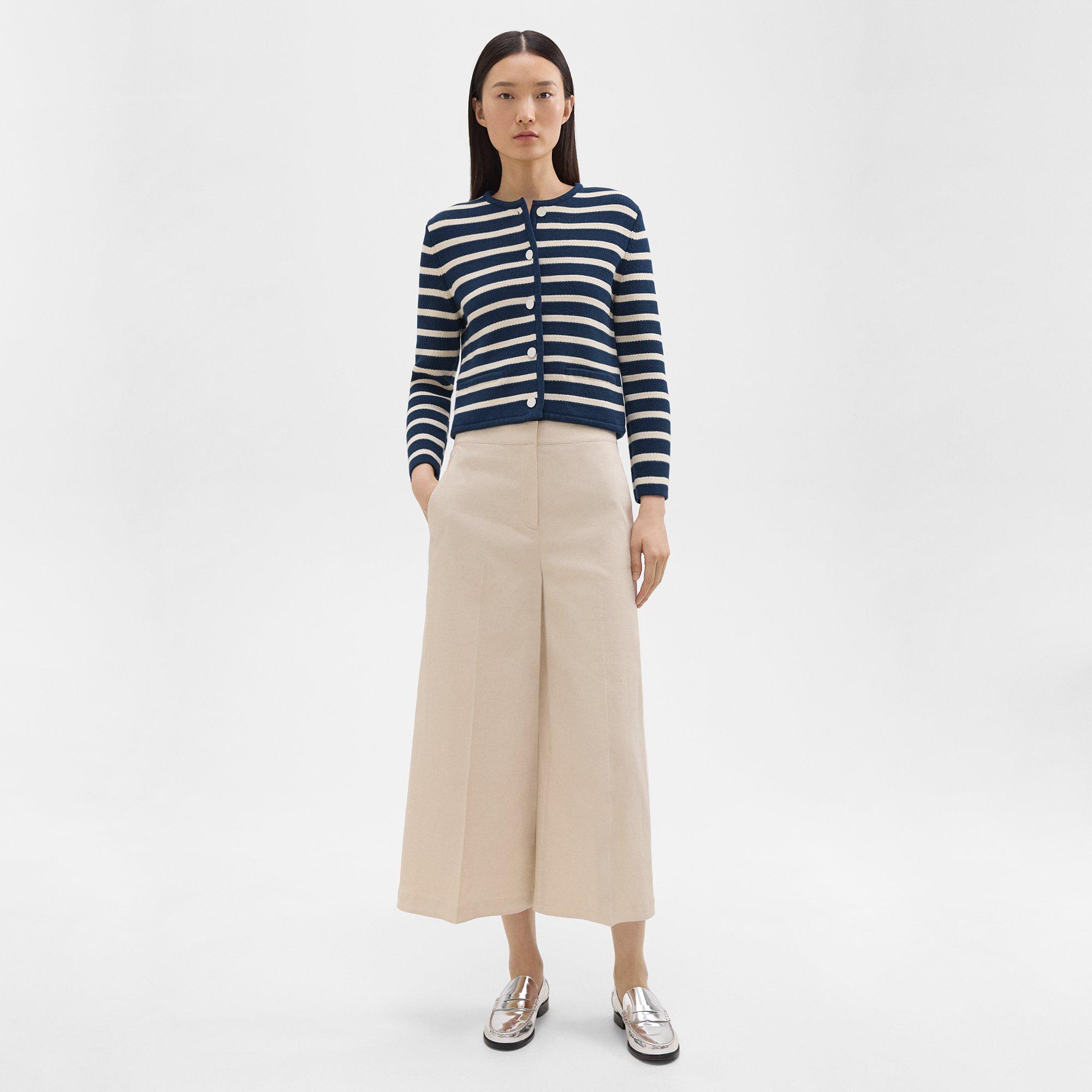 Striped Cropped Jacket in Cotton Bouclé