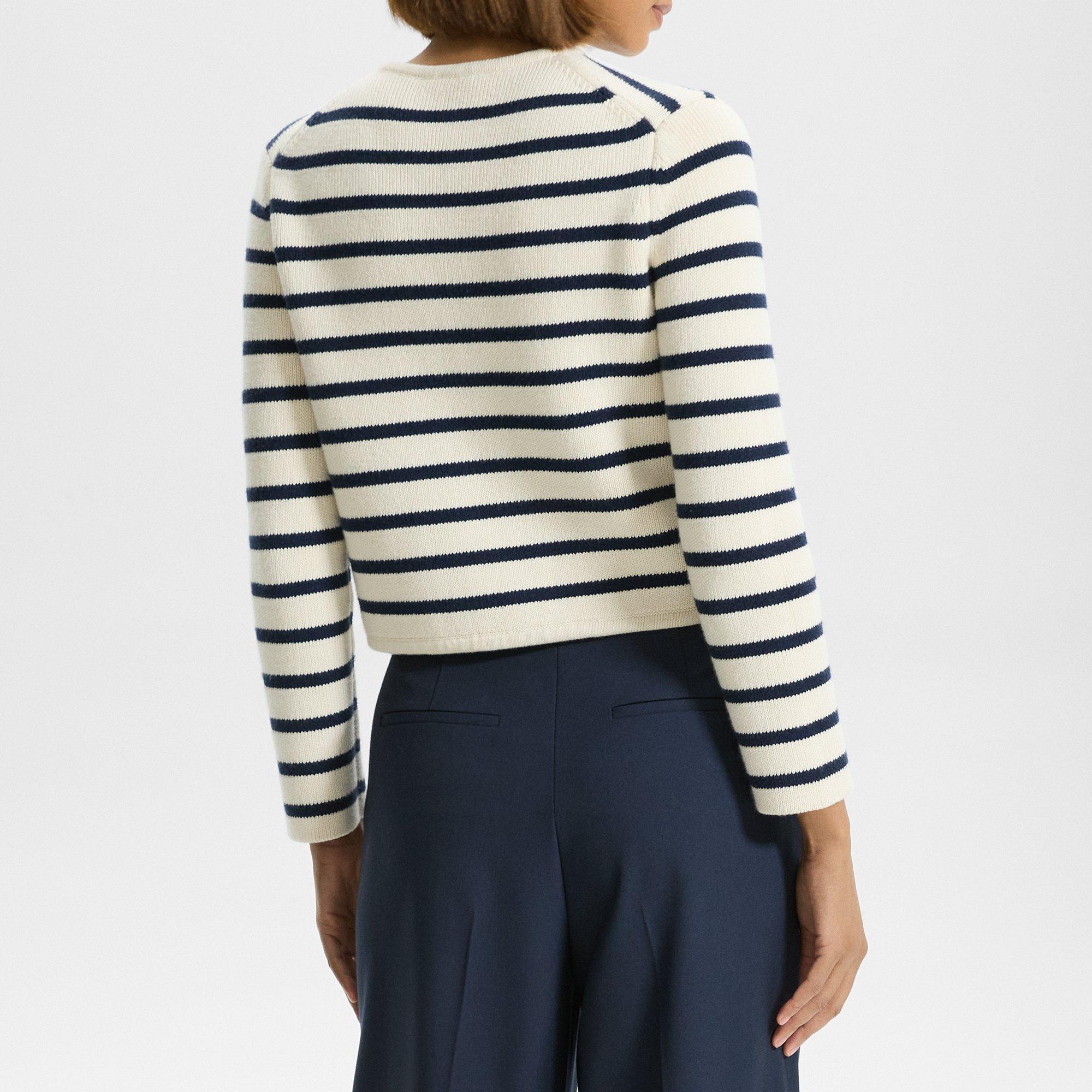 Striped Cropped Jacket in Cotton Bouclé