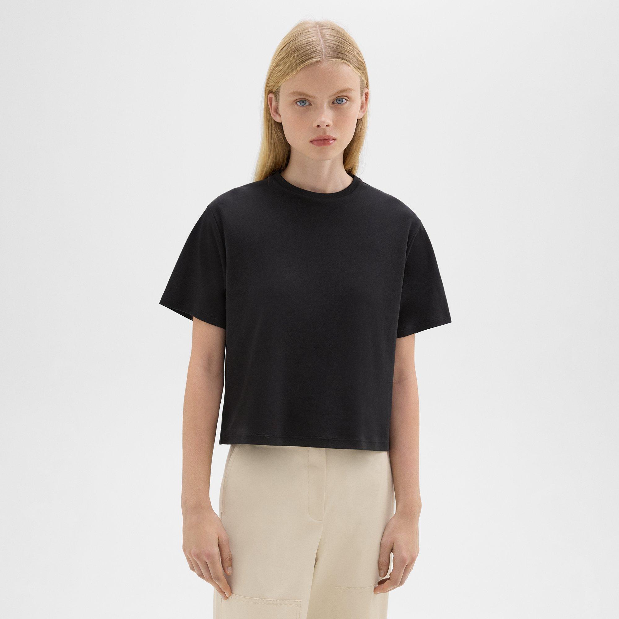 띠어리 Theory Boxy Tee in Cotton Jersey,BLACK