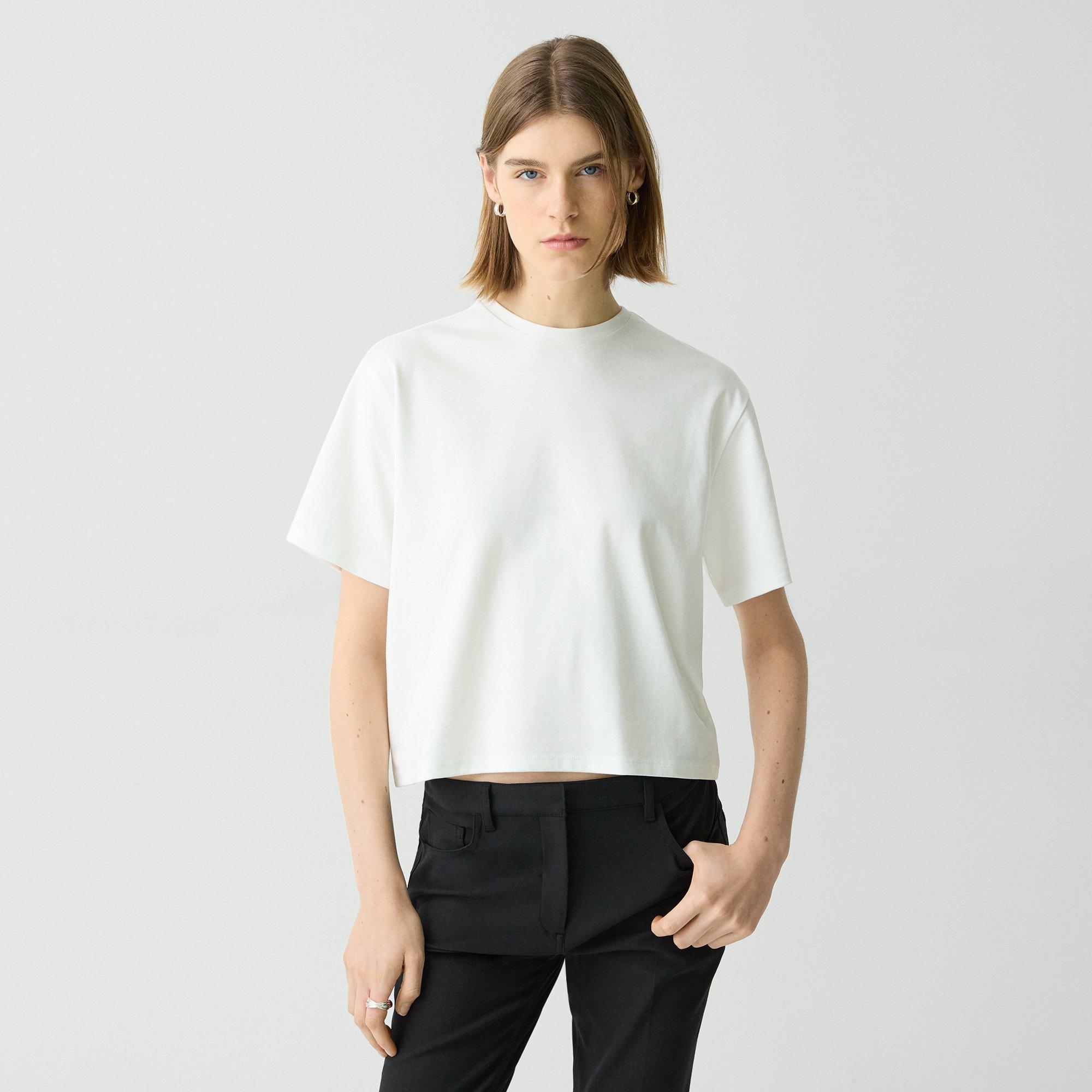 띠어리 Theory Boxy Tee in Cotton Jersey,WHITE