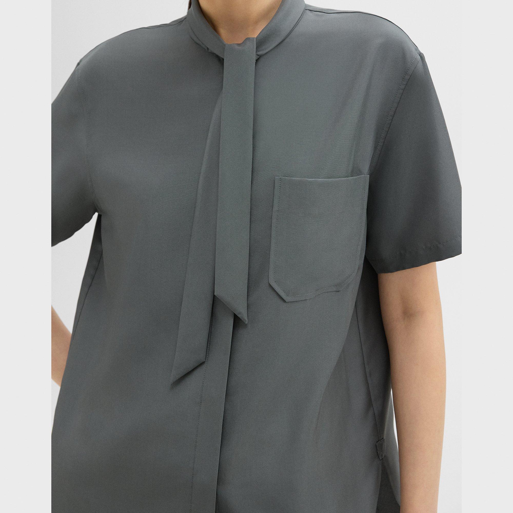 Tie Neck Silk Shirt