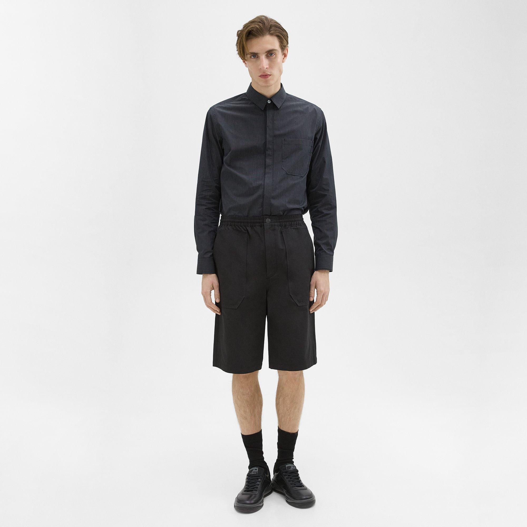 띠어리 Theory Cotton-Blend Pull-On Short,BLACK