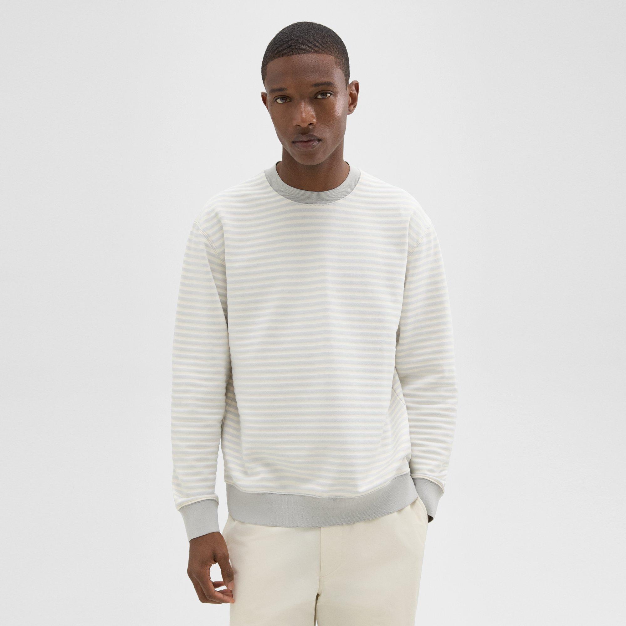 띠어리 Theory Striped Terry Sweatshirt,ECRU/SILVER